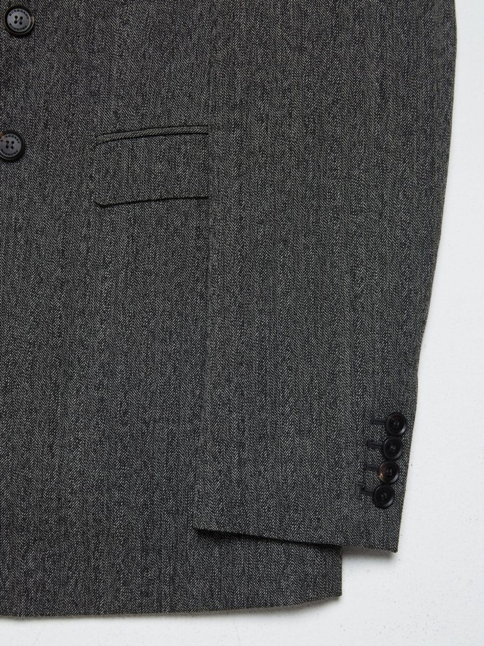 Burberry Prorsum Dark Grey Double Breasted Herringbone Wool Jacket
