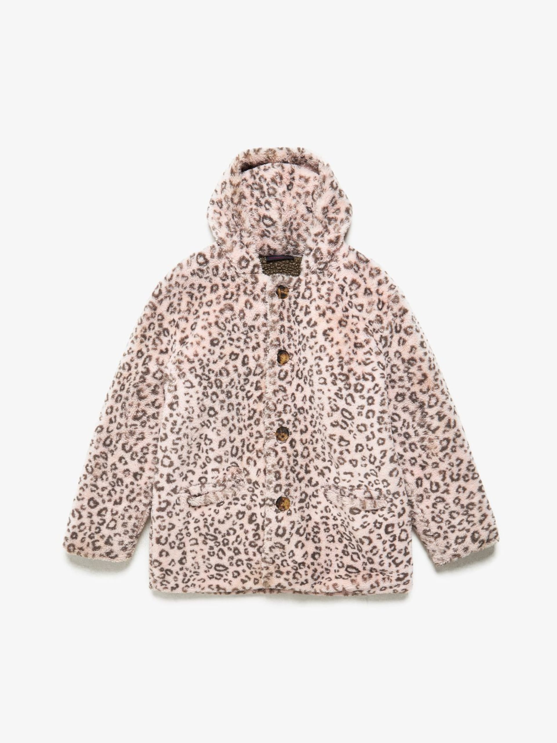 Gosha Rubchinskiy Pink Leopard Printed Hooded Fake Sheeepskin Coat