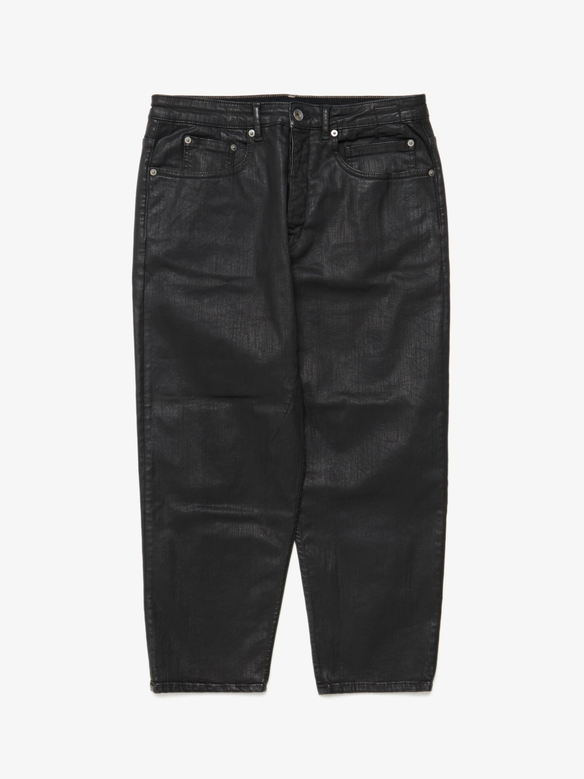 Rick Owens Drkshdw Collapse Cropped Black Waxed Denim