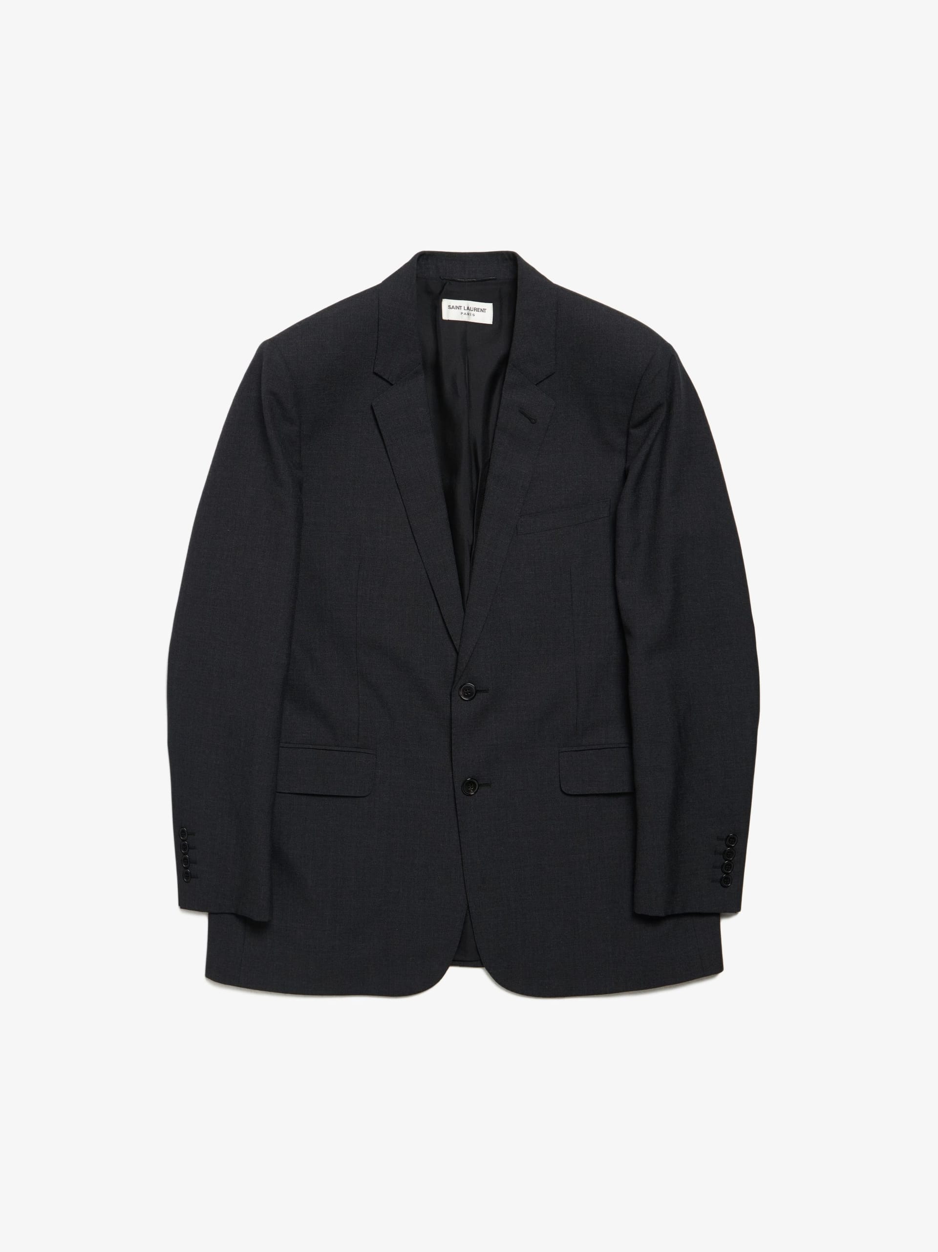 Saint Laurent Paris Dark Gray Black Button Classic Woolen Blazer