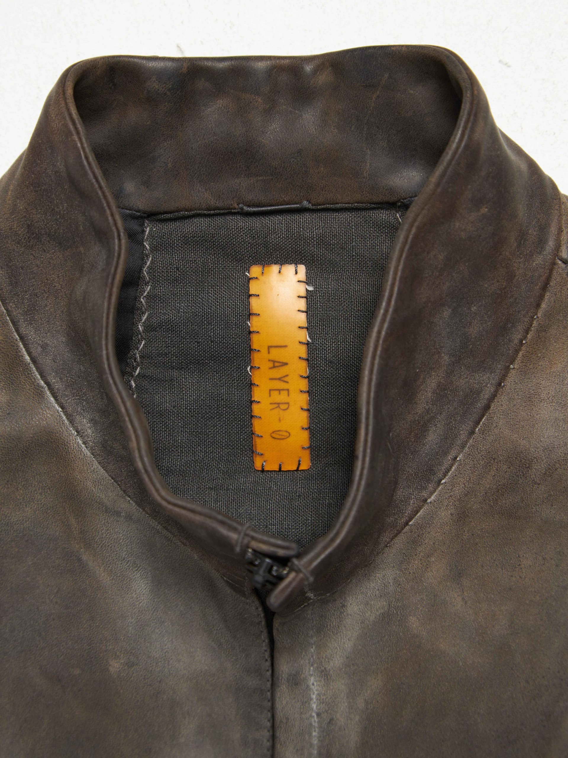 Layer-0 Brown Leather Zipped Jacket Layer-0 Brown Leather Zipped Jacket