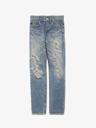 Saint Laurent Paris D02 Blue Distressed And Ripped Japan Made