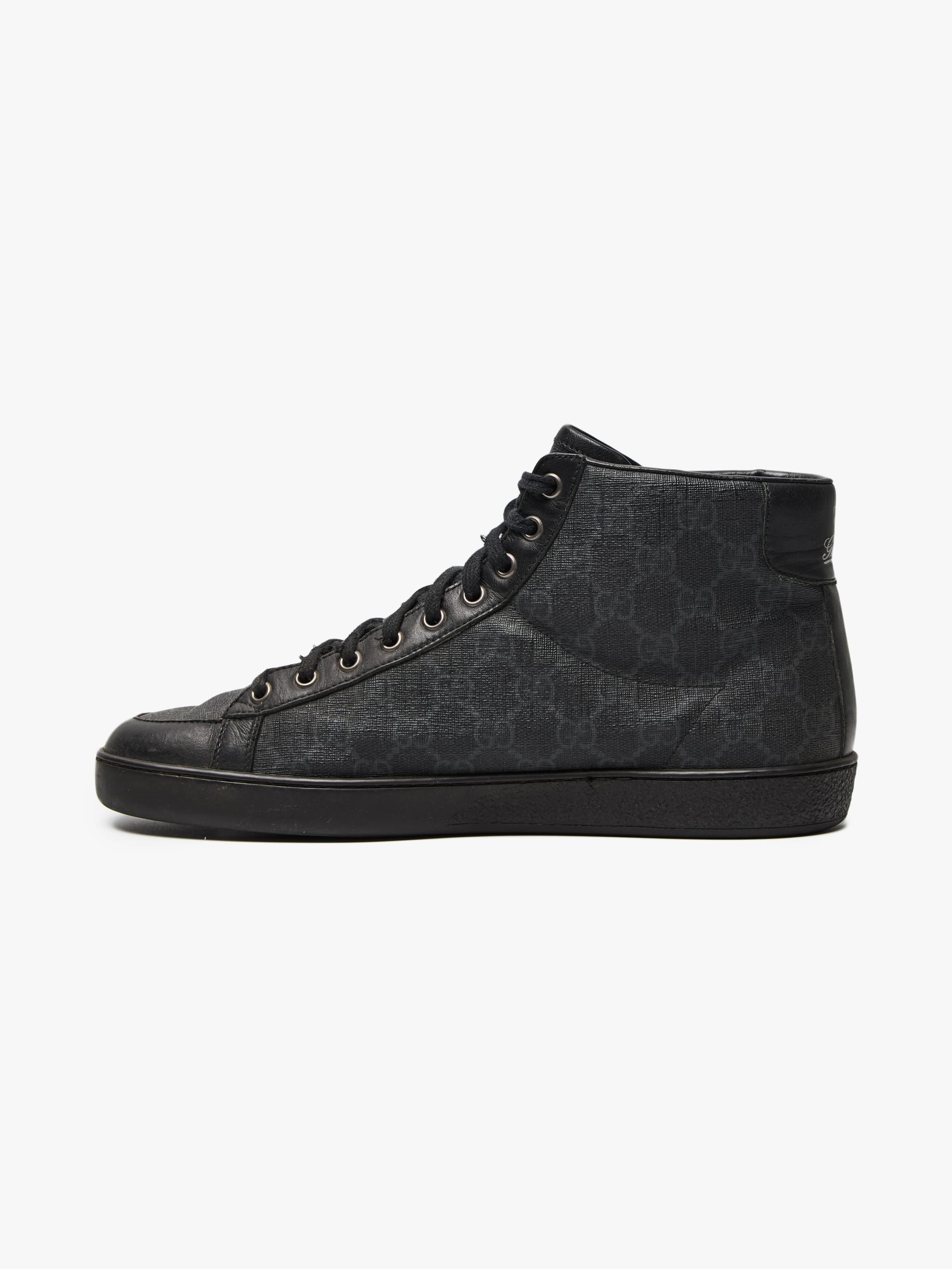 Gucci Black Monogram Printed High Top Sneakers