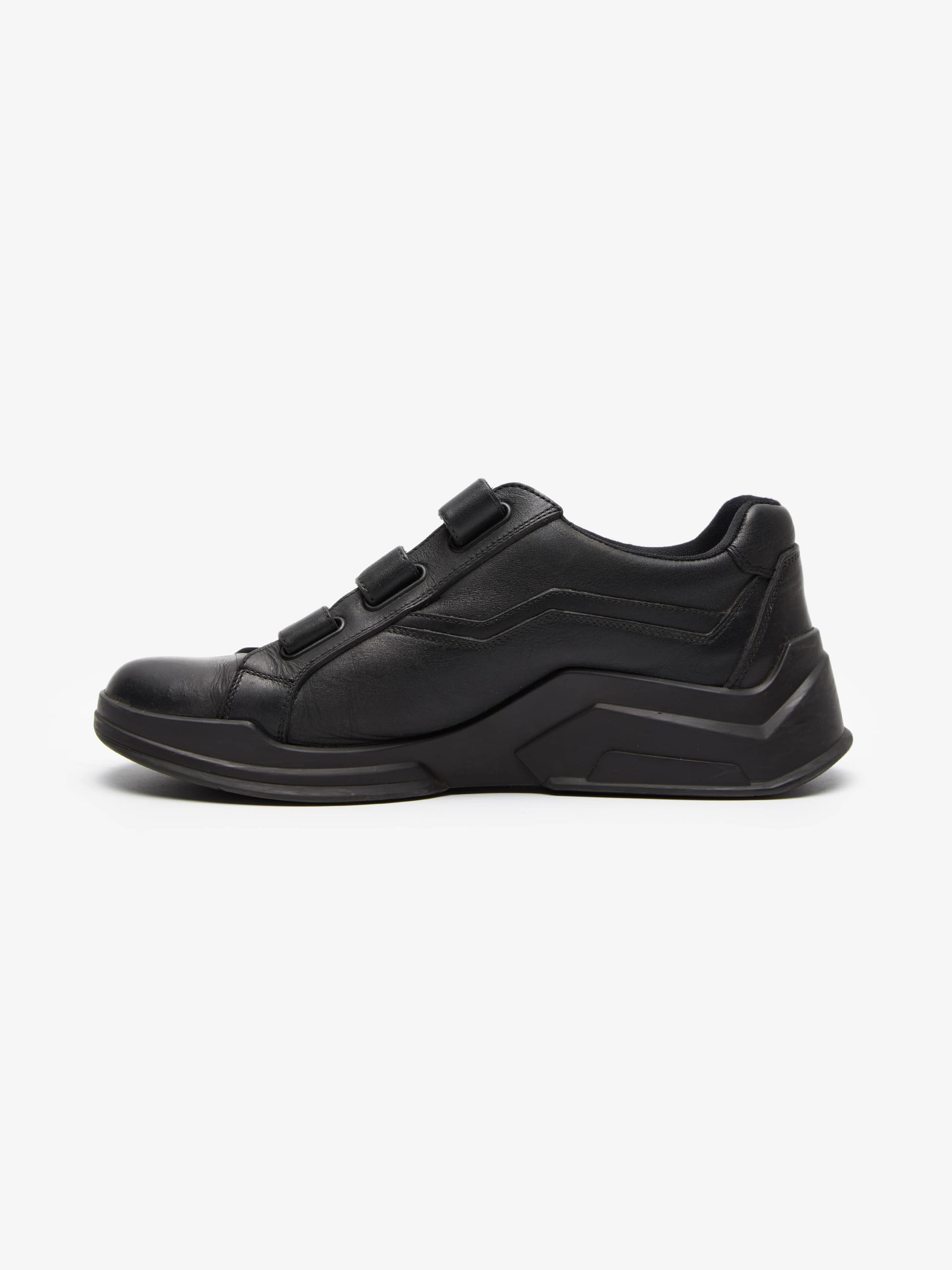 靴 PRADA SPORT velcro leather shoes Prada Sport Brown Leather Double Velcro Low Top Sneakers