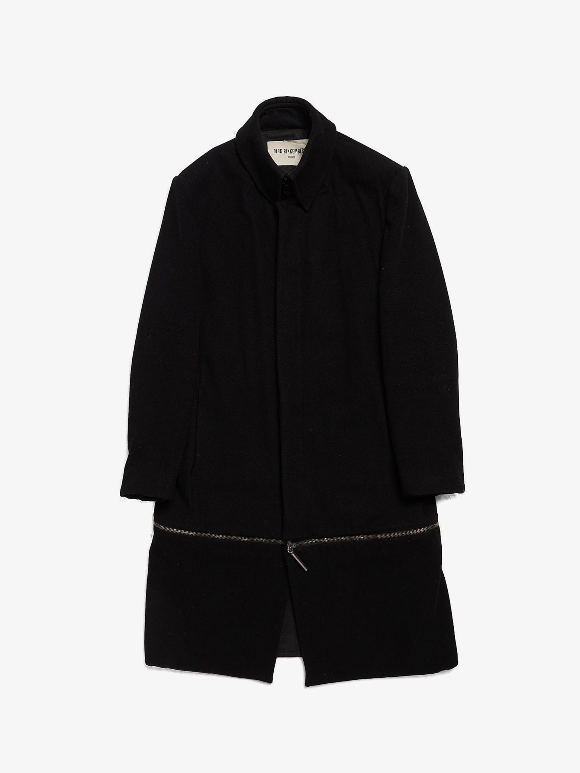 Dirk Bikkembergs Black Detachable Hem Elongated Wool Coat