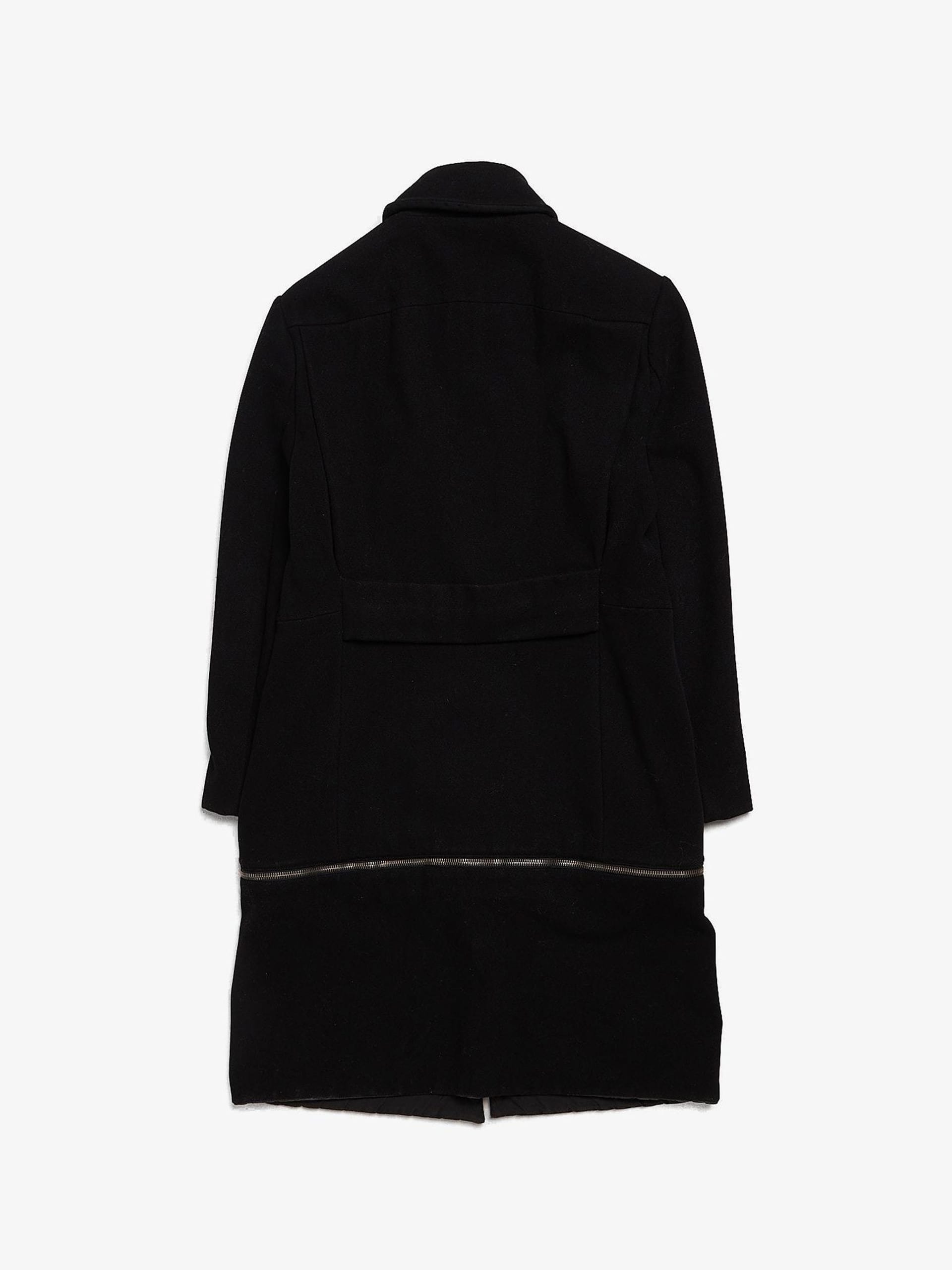 Dirk Bikkembergs Black Detachable Hem Elongated Wool Coat