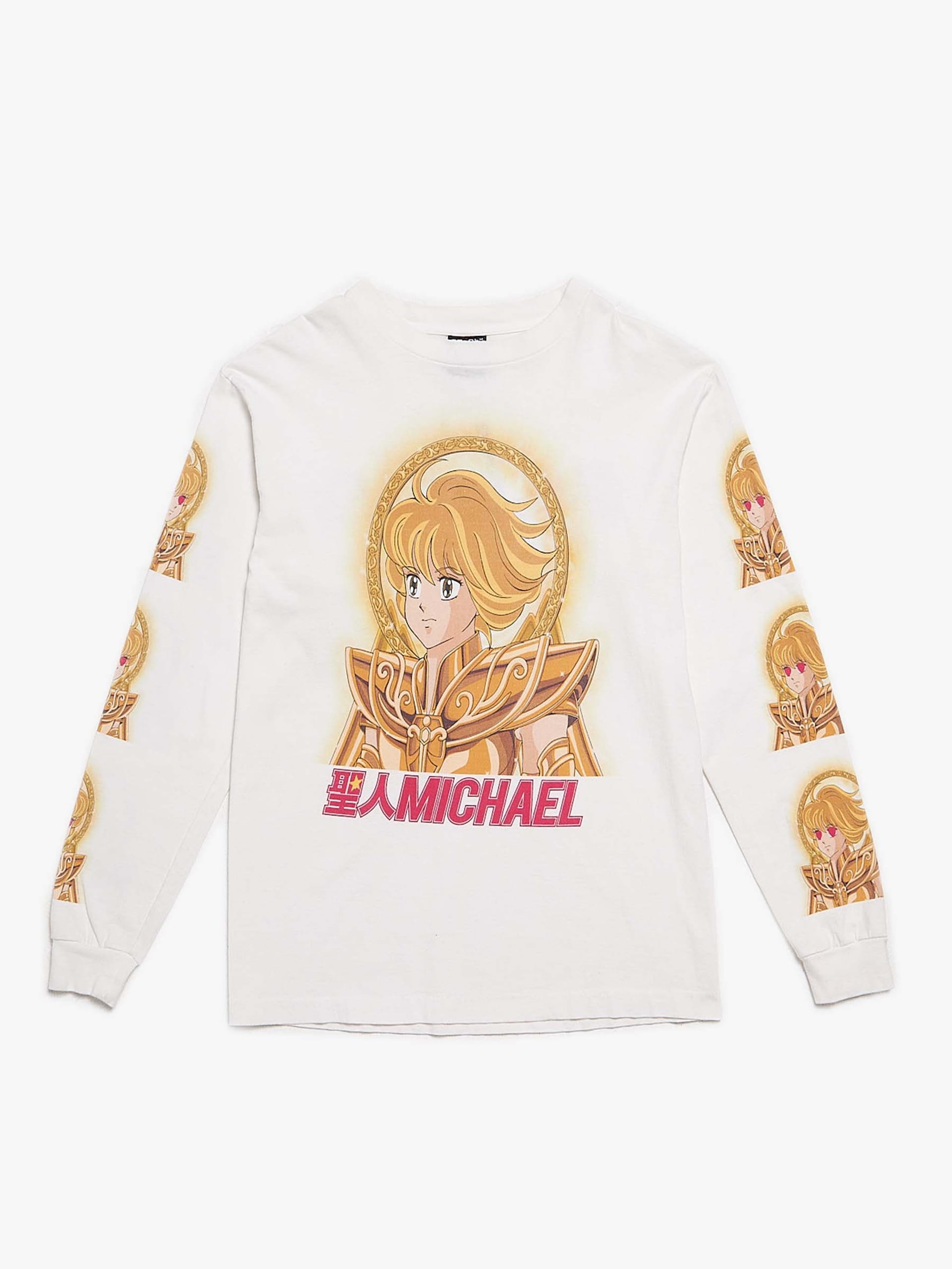 Saint Michael White Anime Printed Cotton Longsleeve