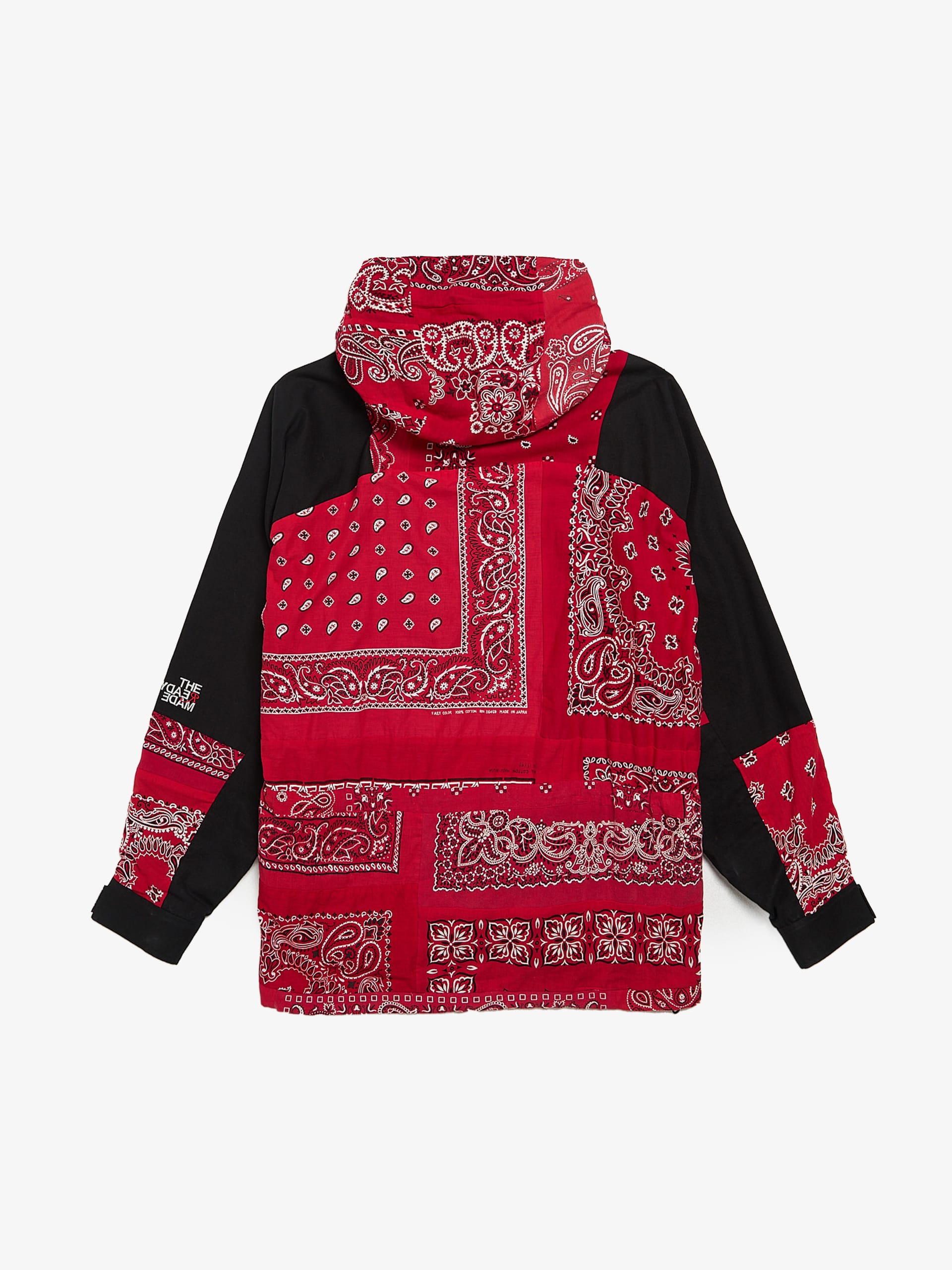 READYMADE Black and Red Vintage Paisley Bandana Cotton Mountain Parka