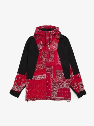 READYMADE Black and Red Vintage Paisley Bandana Cotton Mountain Parka