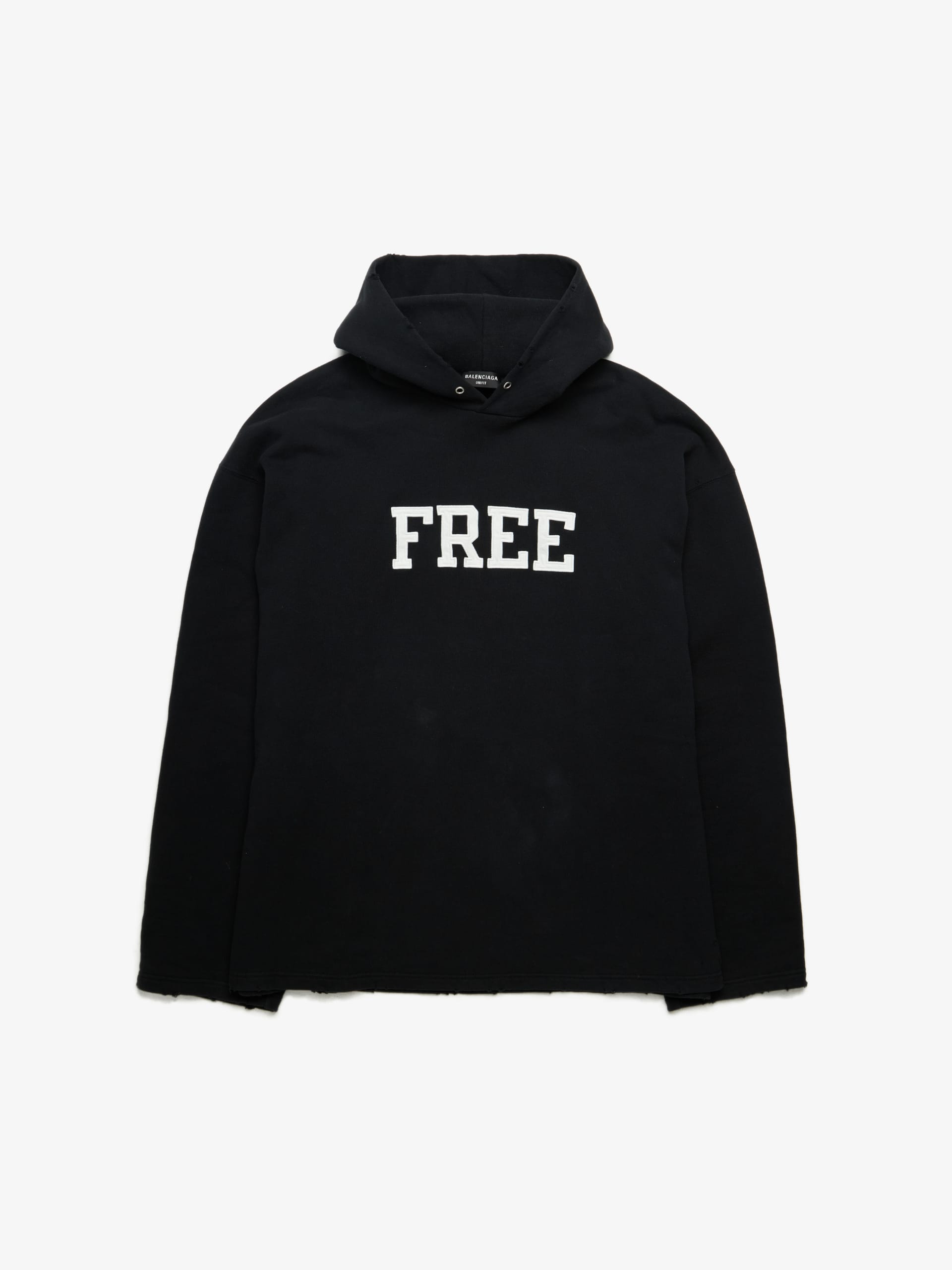 Balenciaga Oversized Dark Navy Free Printed Distressed Fleece