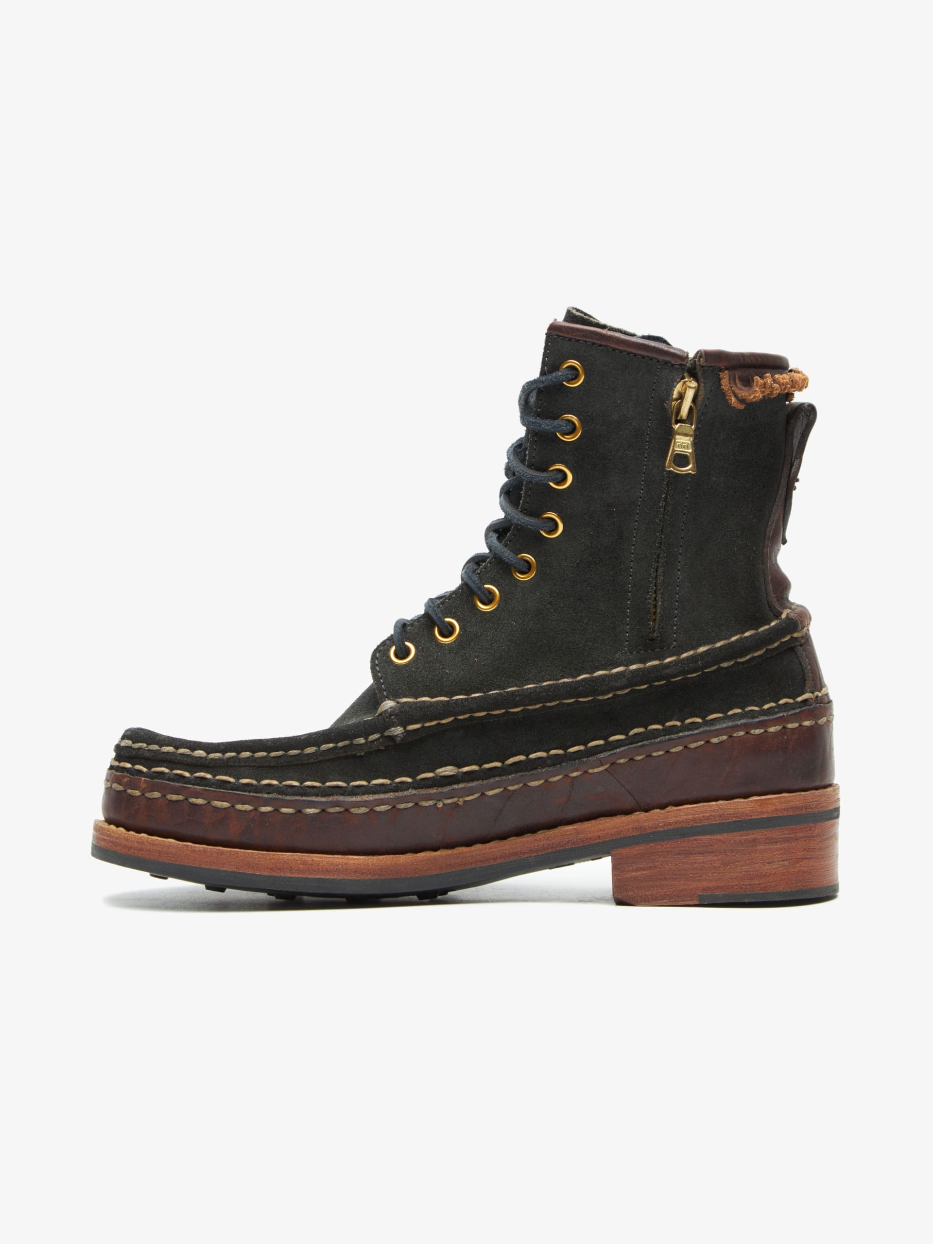 Visvim Navy and Brown Suede Dainite Sole Hiking Boots