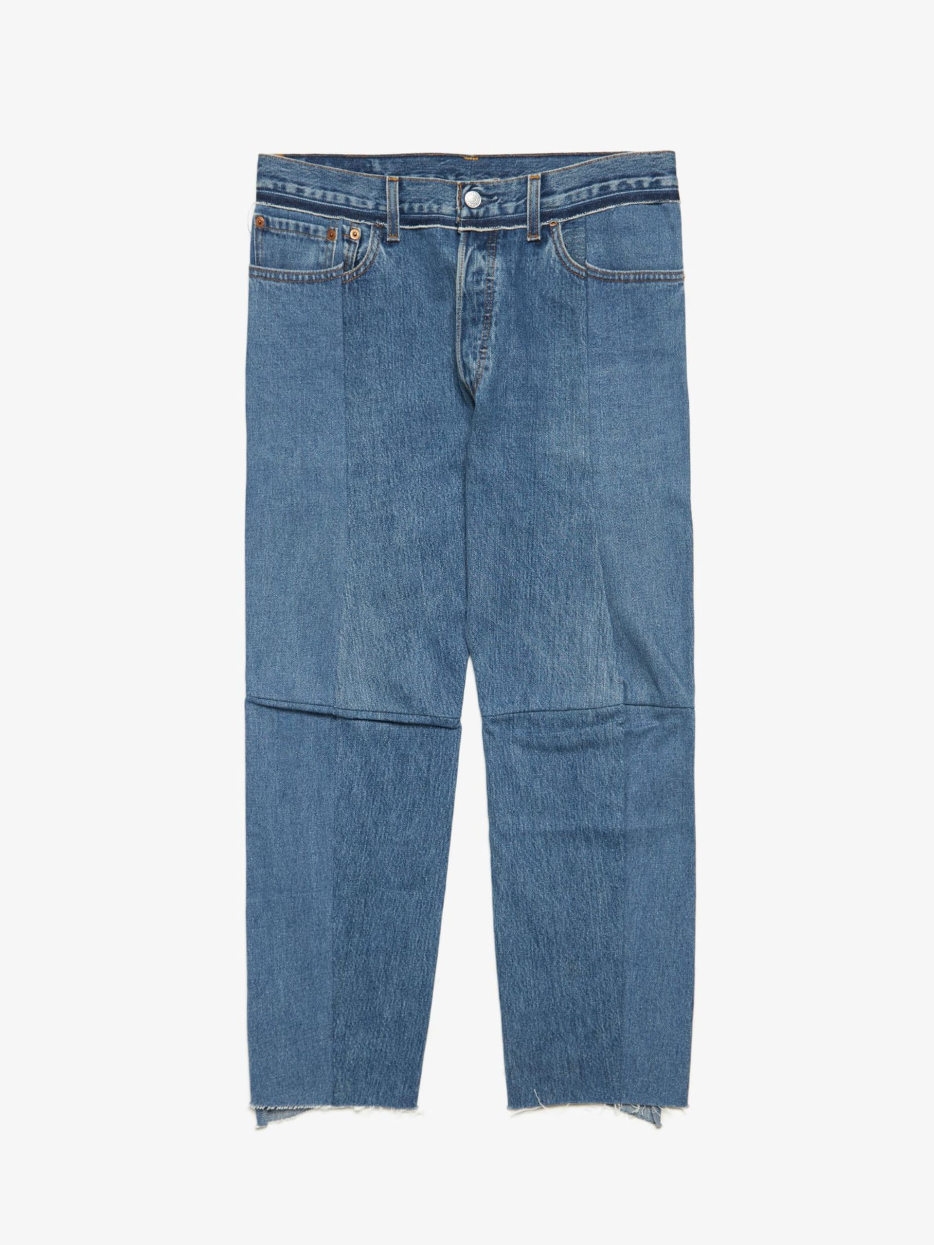 Vetements Light Blue Deconstructed Raw Hem Cotton Jeans