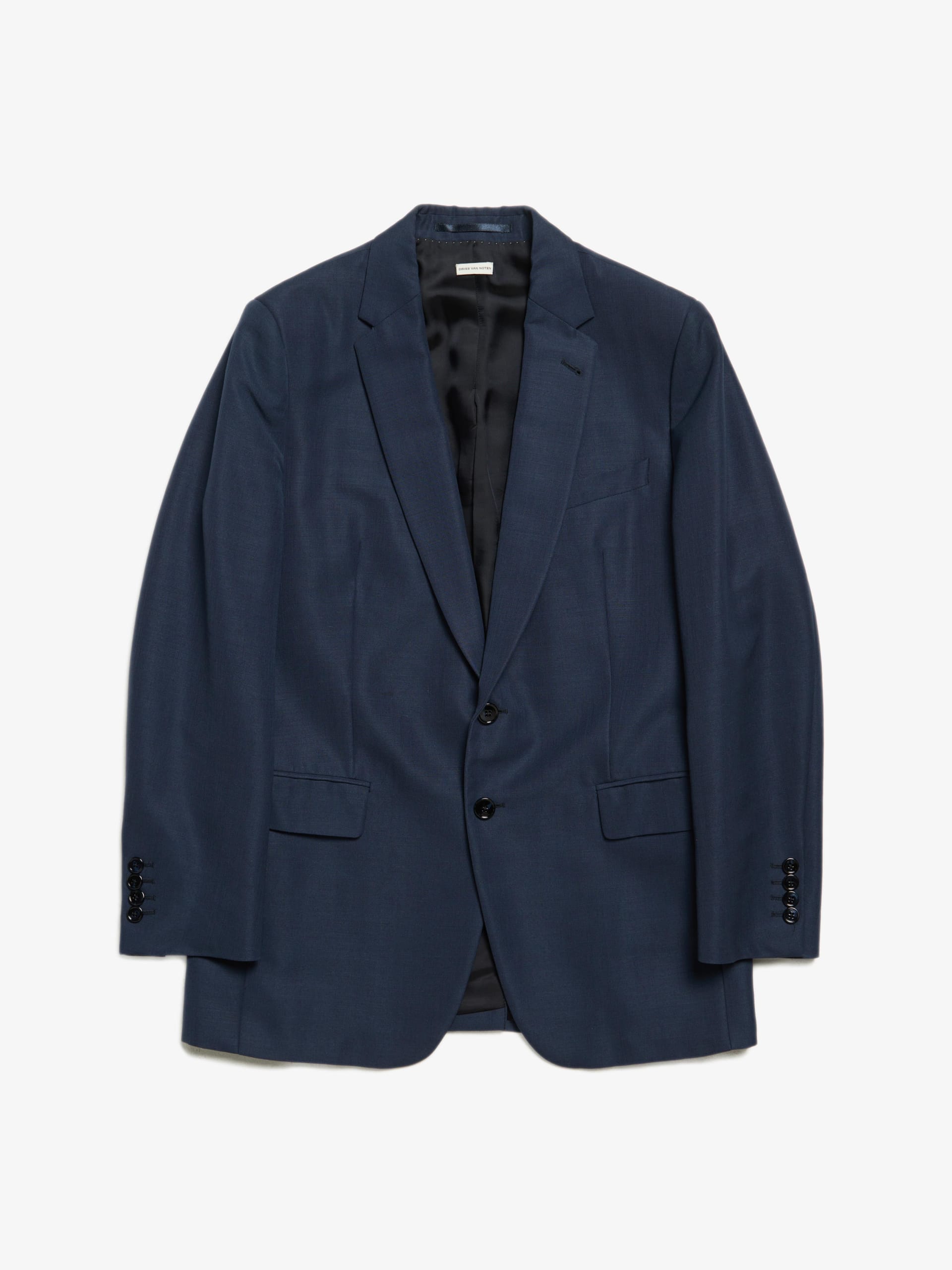 Dries Van Noten Navy Wool and Mohair Blend Suit Blazer Jacket