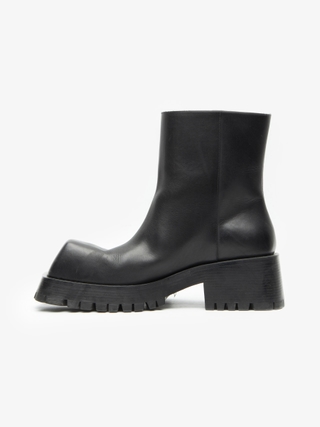 Balenciaga Black Leather Trooper Boots