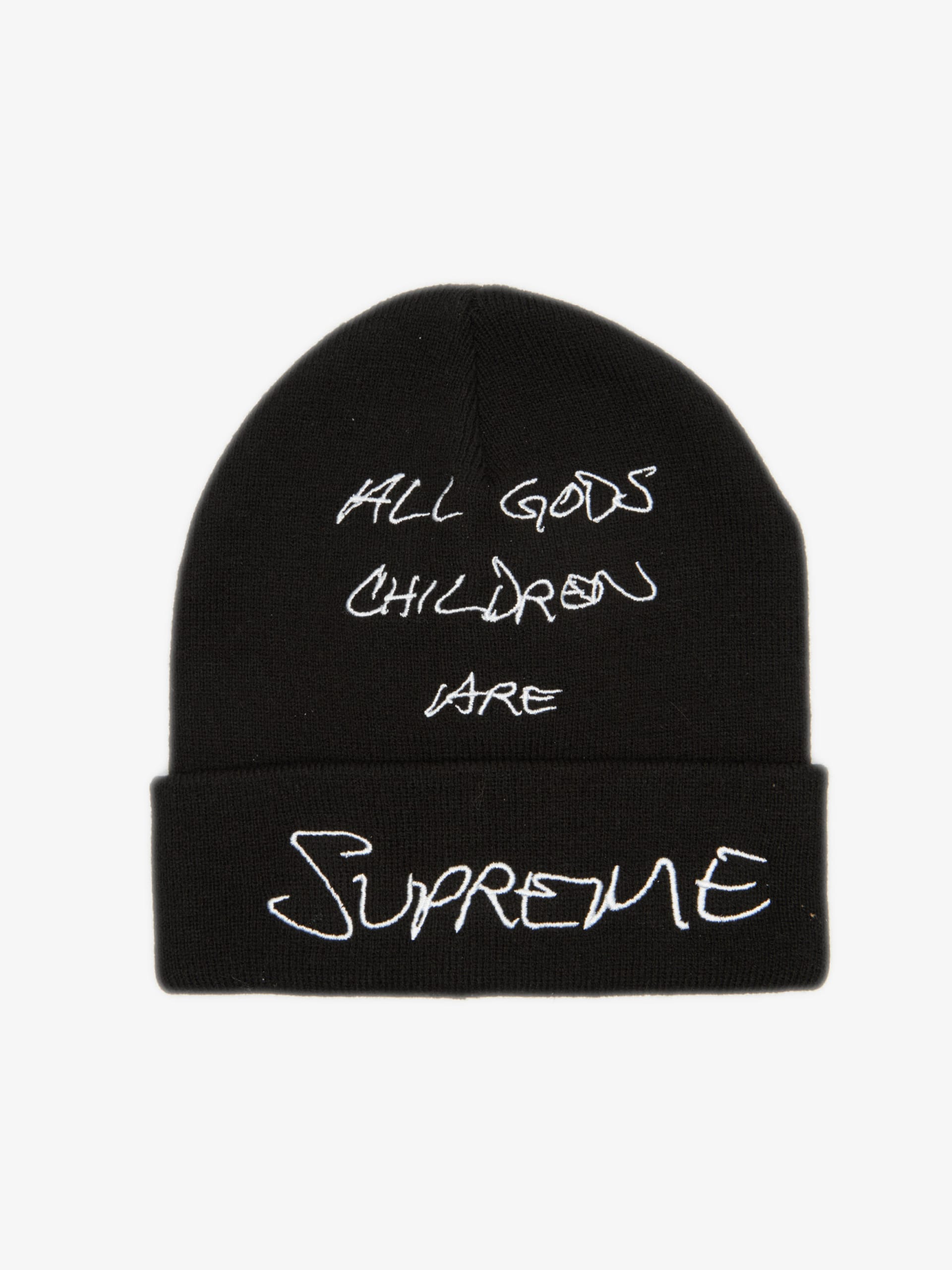 Supreme Black Gods Children Acrylic Beanie Hat