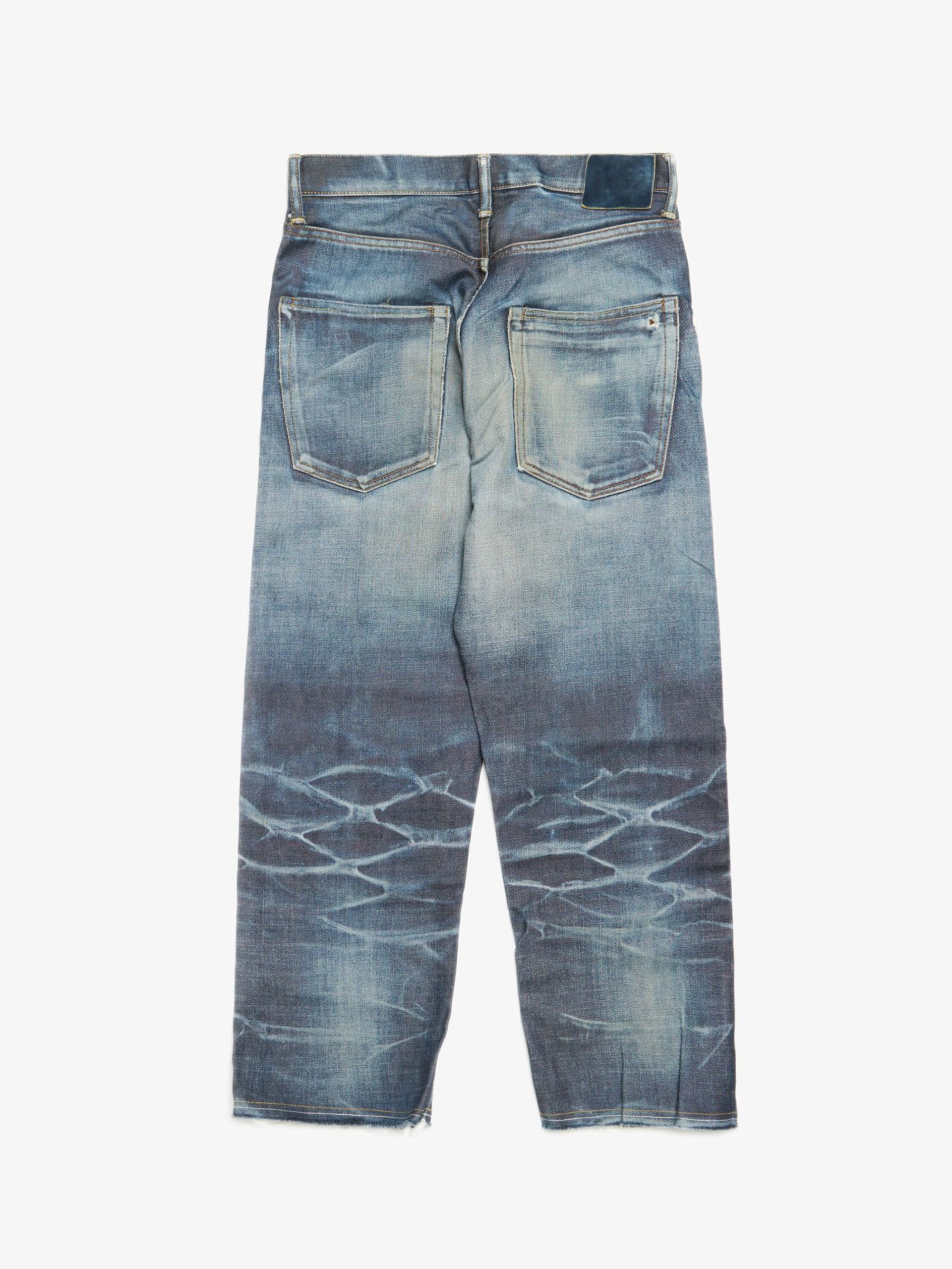 Visvim 05NW Blue Acid Washed Distressed Cotton Denim