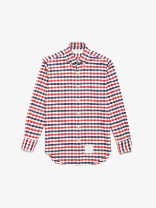Thom Browne Red Blue and White Checked Cotton Shirt