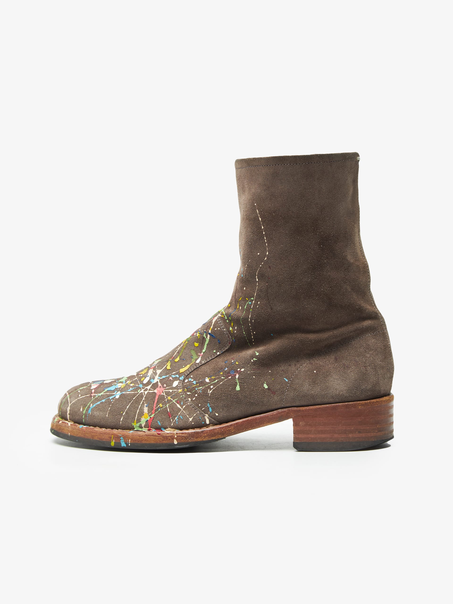 Maison Margiela Brown Paint Splattered Replica Vachetta Leather Campus Boots