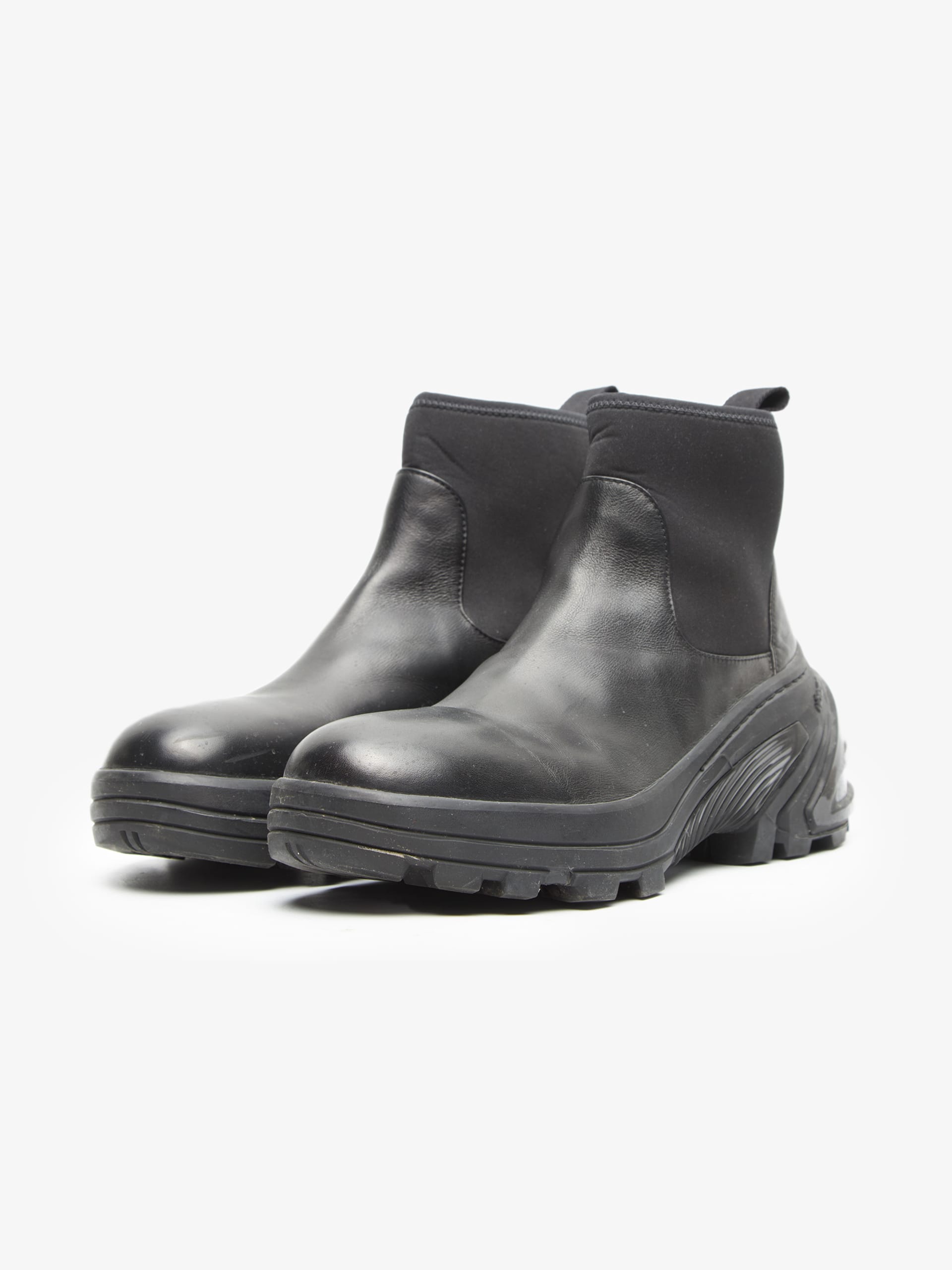 1017 ALYX 9SM Black Massive Sole Leather Mid Boots
