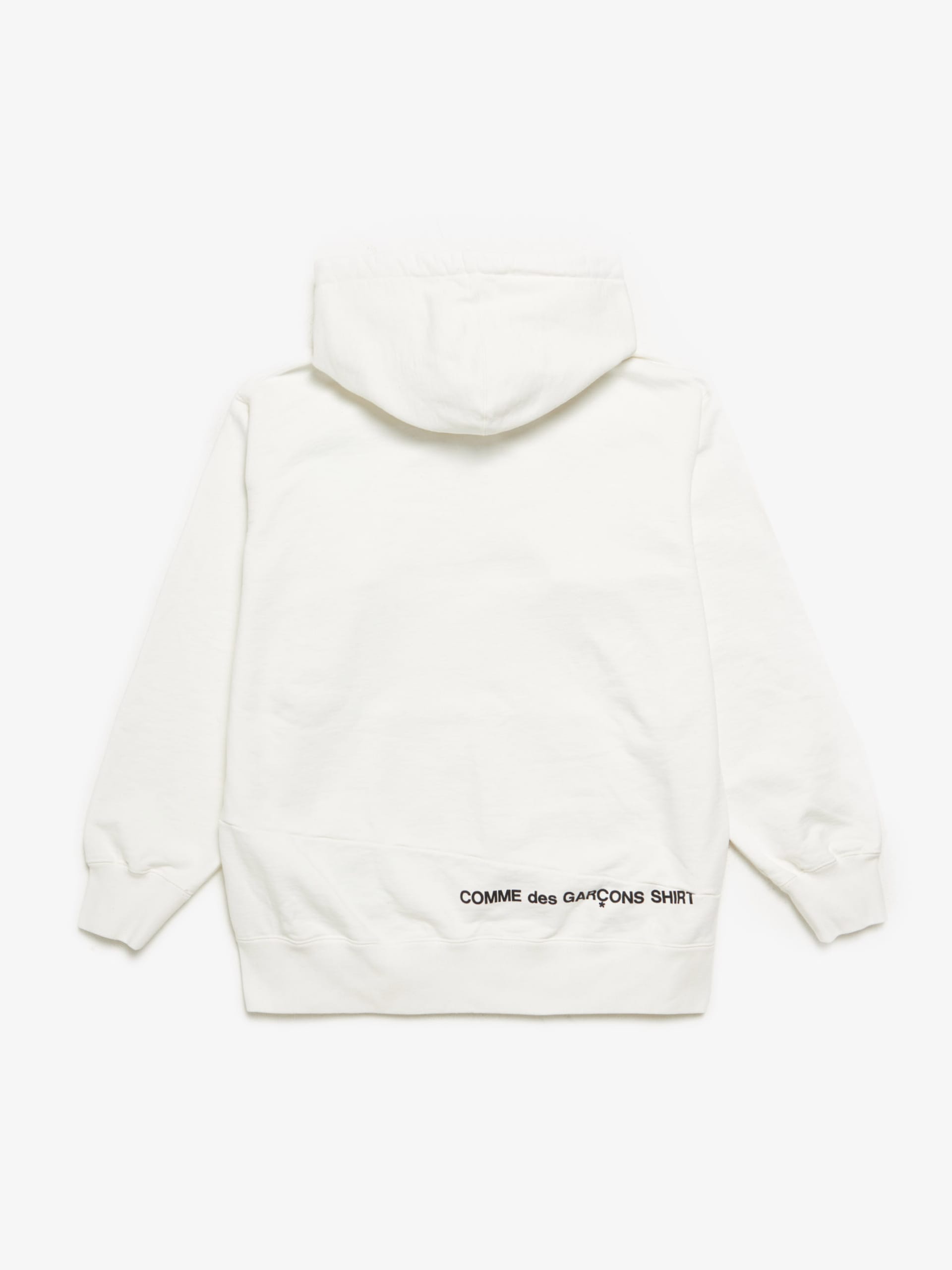 Comme Des Garcons Play White Divided Logo Printed Heavy Cotton Hoodie