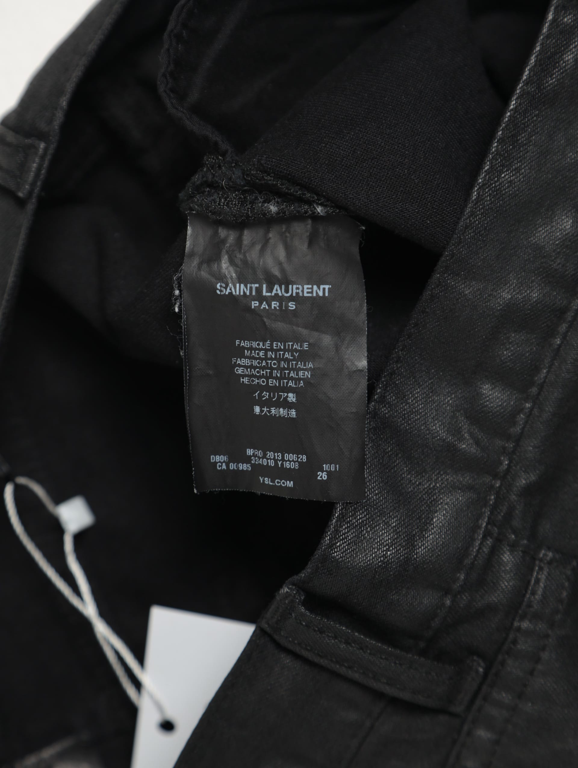 Saint Laurent Paris Black Waxed Skinny Jeans