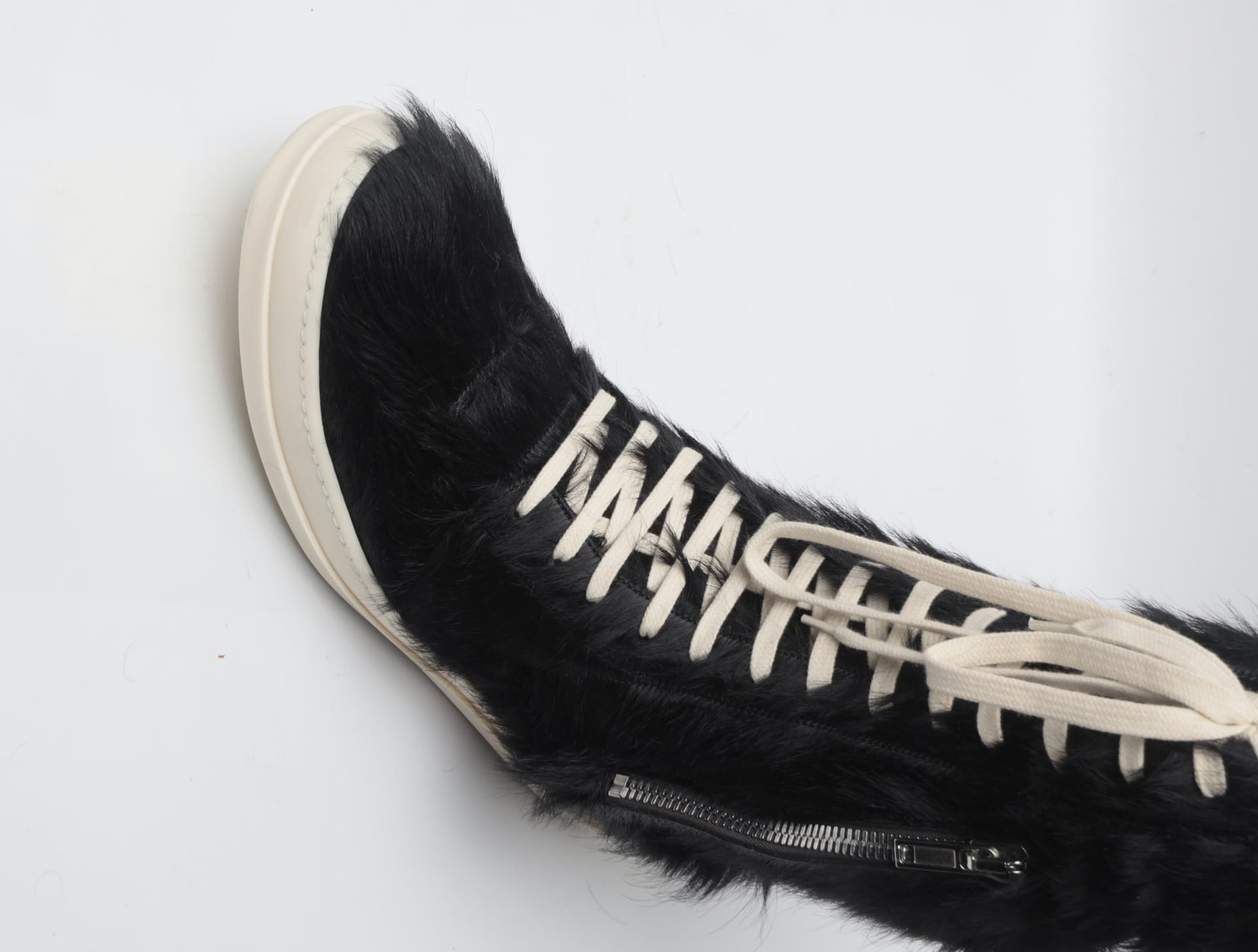 Rick Owens Black Ponyhair Cargobasket Sneakers