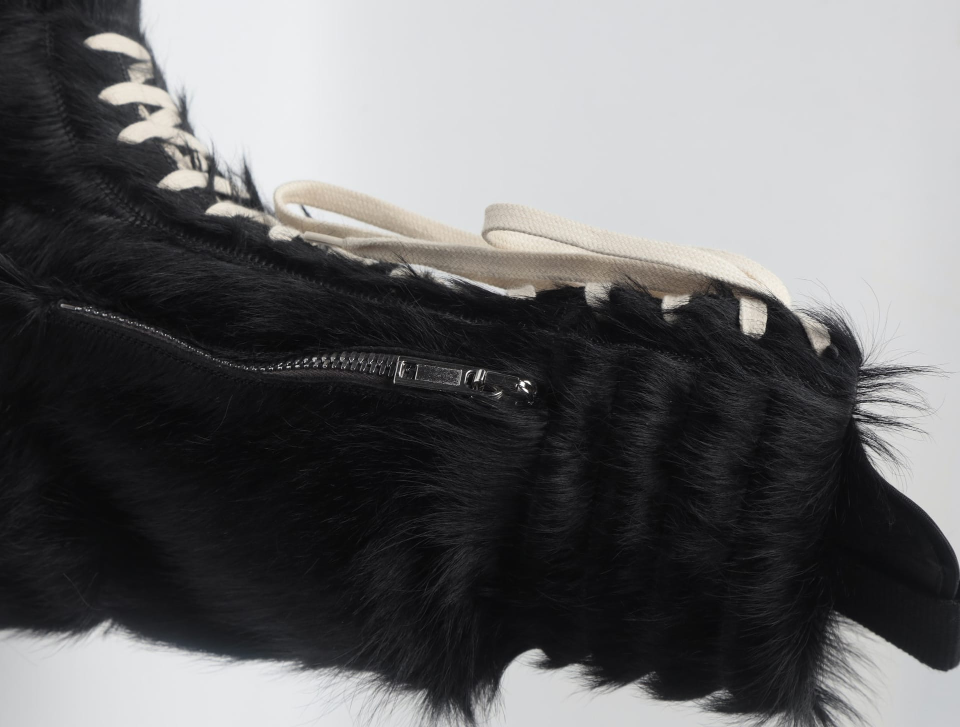 Rick Owens Black Ponyhair Cargobasket Sneakers