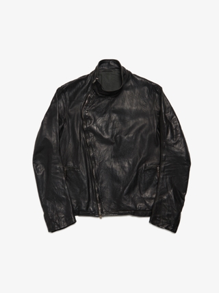ジャケット・アウター Carol Christian Poell Jacket Carol Christian Poell Black Rubber Drip Bizon Leather Zipped