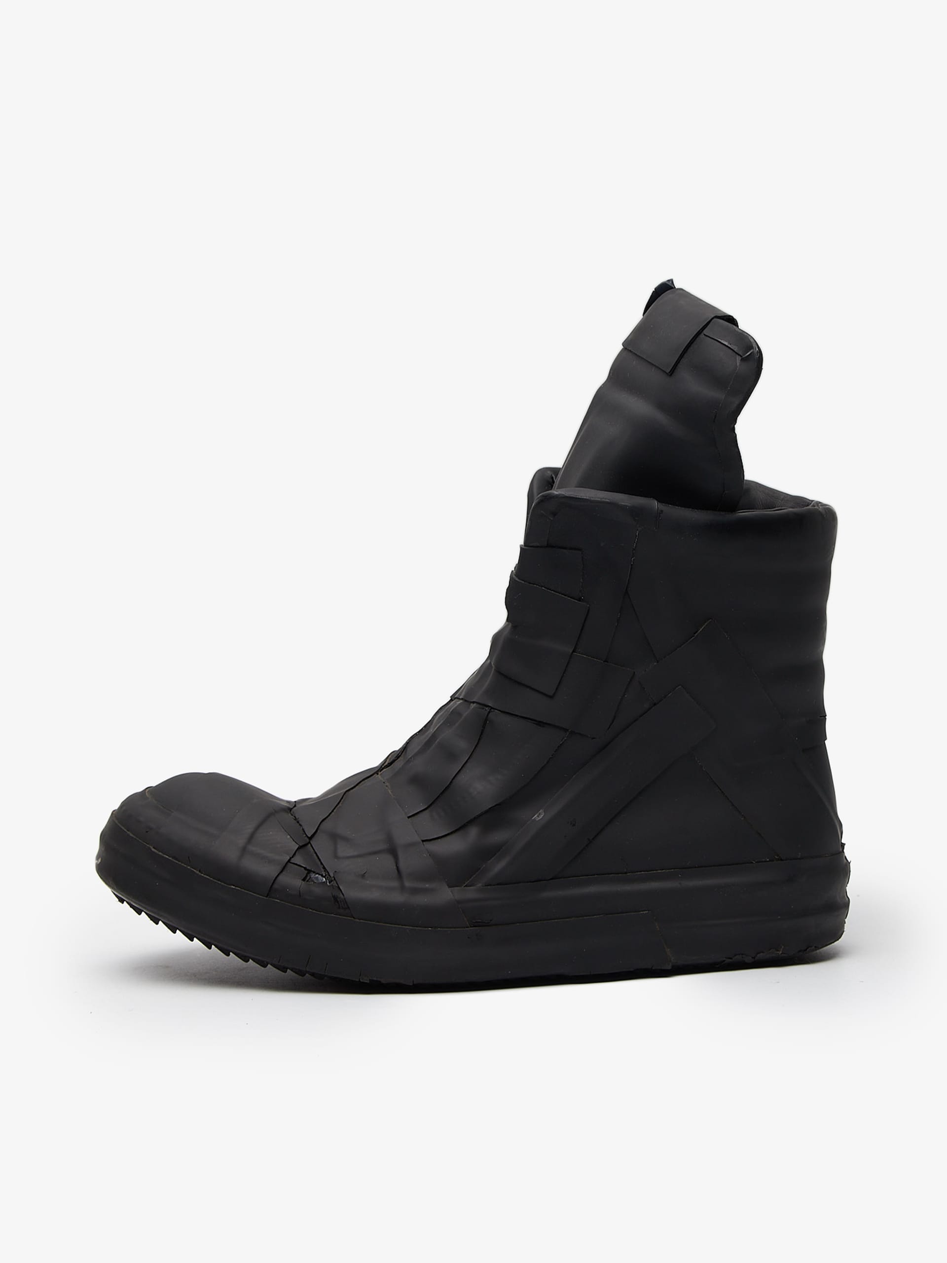 Rick Owens Black Geobasket Performa High Top Rubber Sneakers