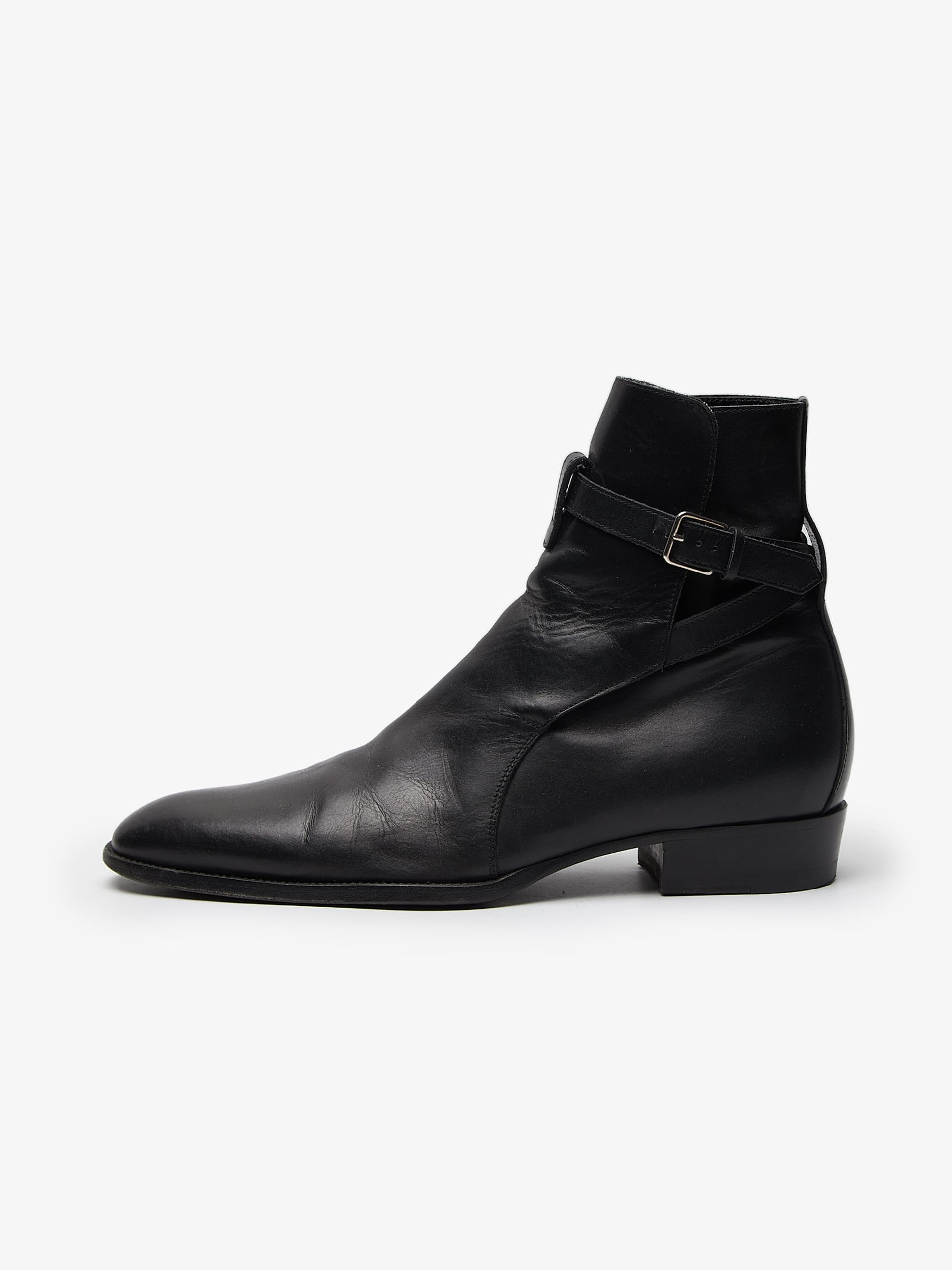 Saint Laurent Paris Black Belted Leather Chelsea Boots