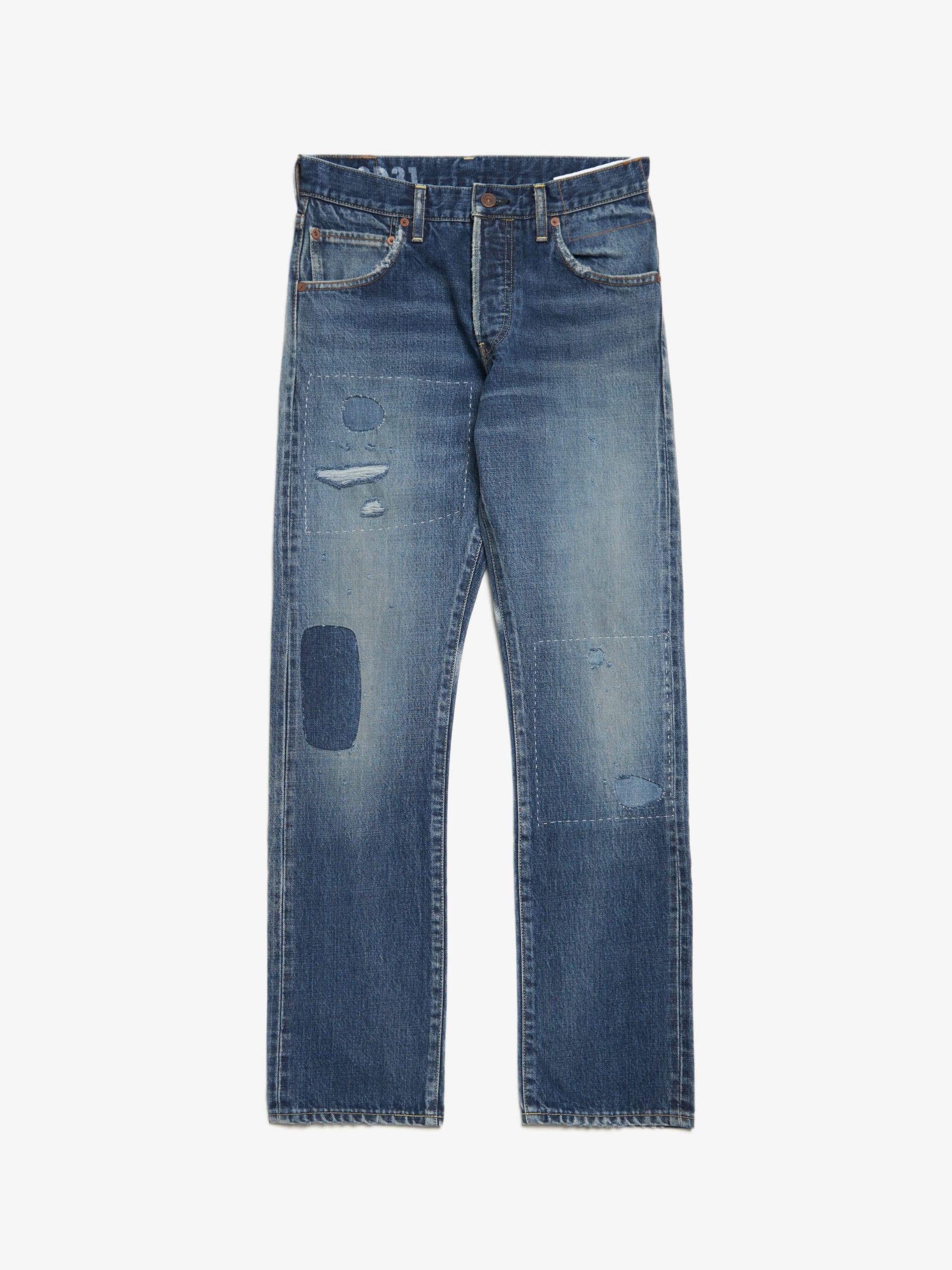 Visvim Blue Slim Damaged 01.2D31 Social Sculpture Cotton Denim