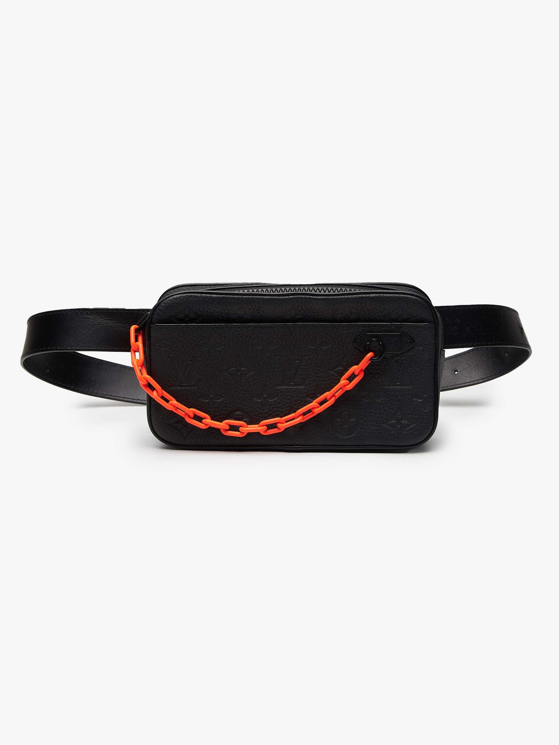 Black Lv Bag With Orange Chain