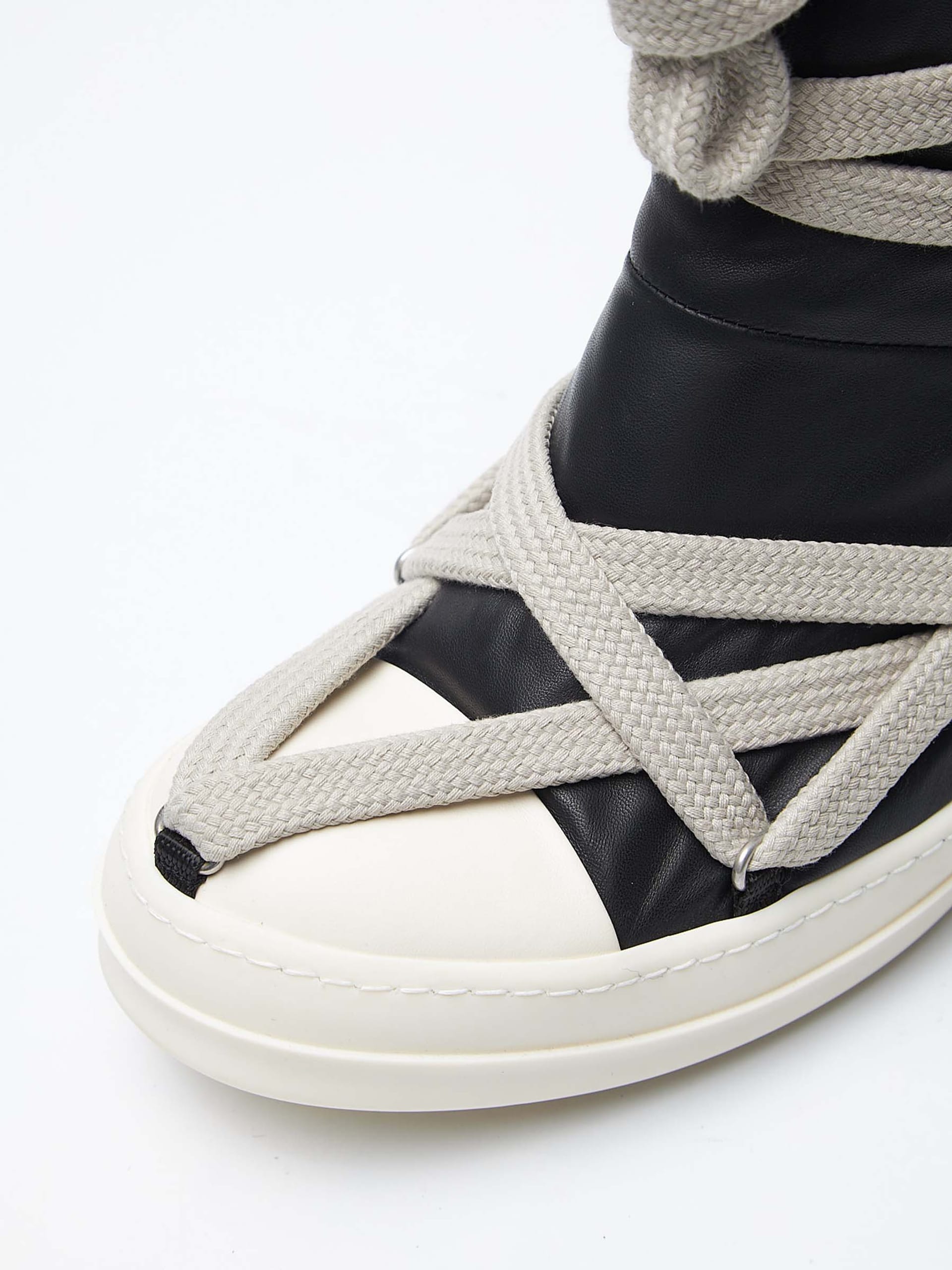 Rick Owens Black and Milk Jumbo Puffer Megalace Boots