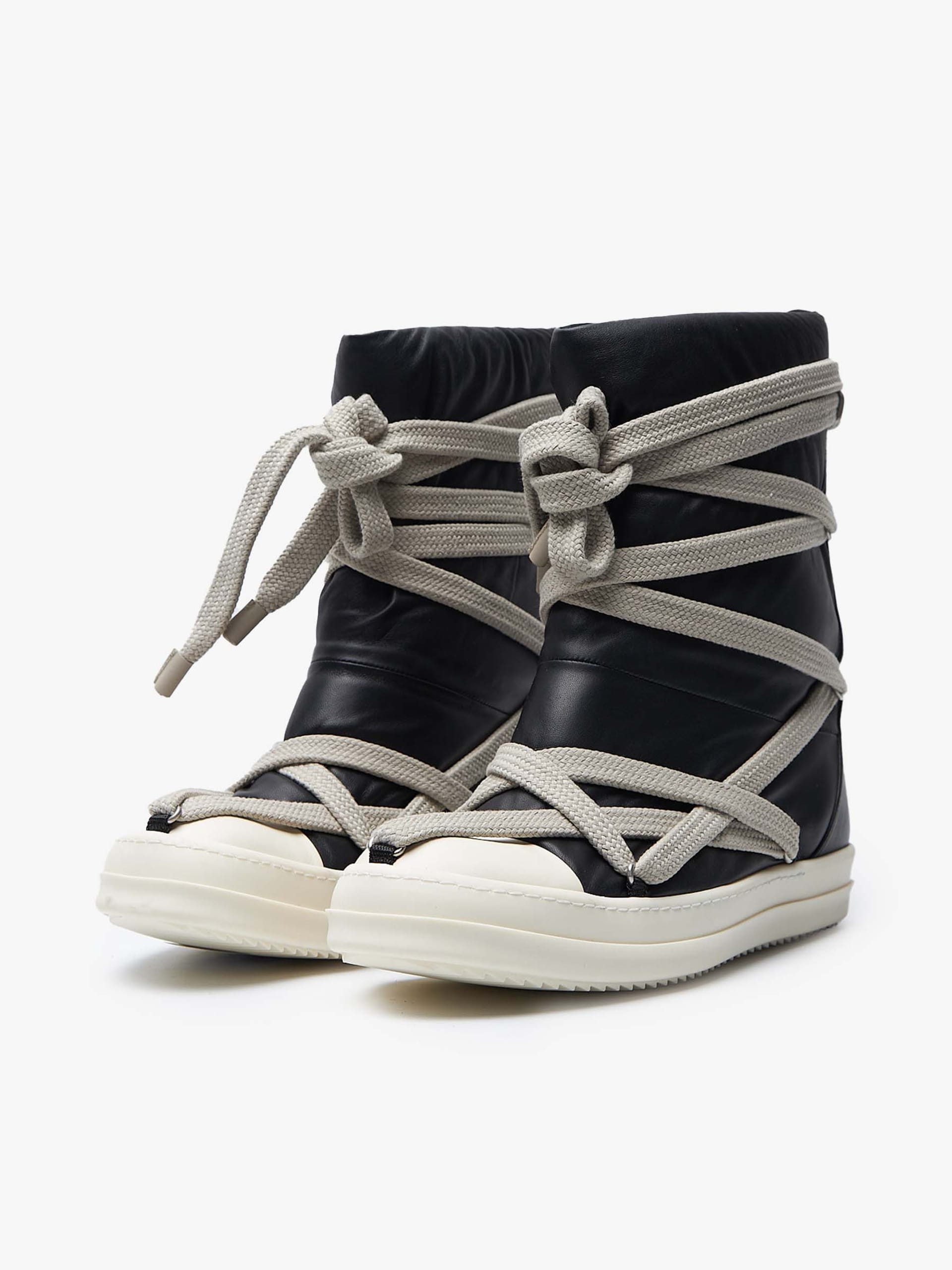 Rick Owens Black and Milk Jumbo Puffer Megalace Boots