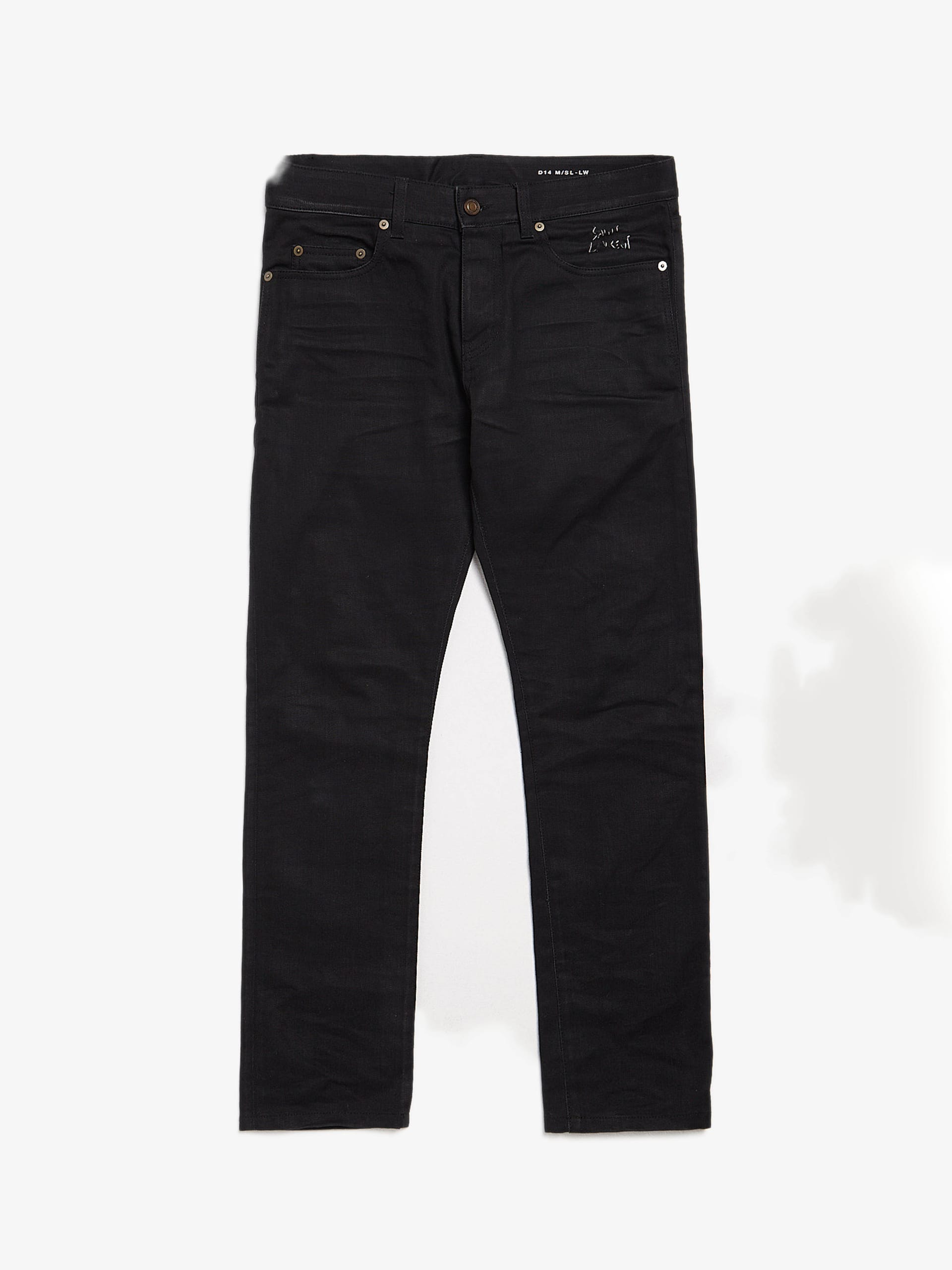 Saint Laurent Paris D14 Black Logo Embossed Cotton Denim