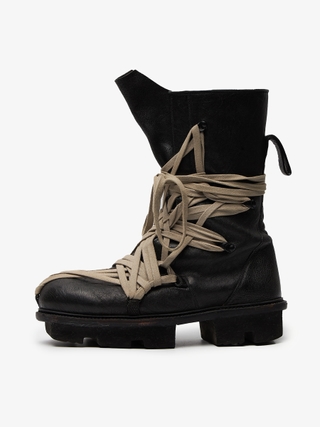 Rick Owens Black Megalace Leather Boots
