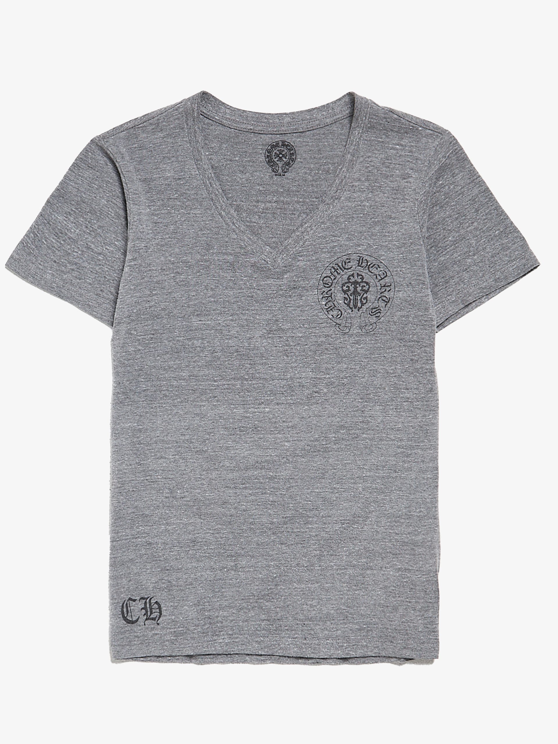 Chrome Hearts Gray Melange Back Flag Logo Printed V Neck