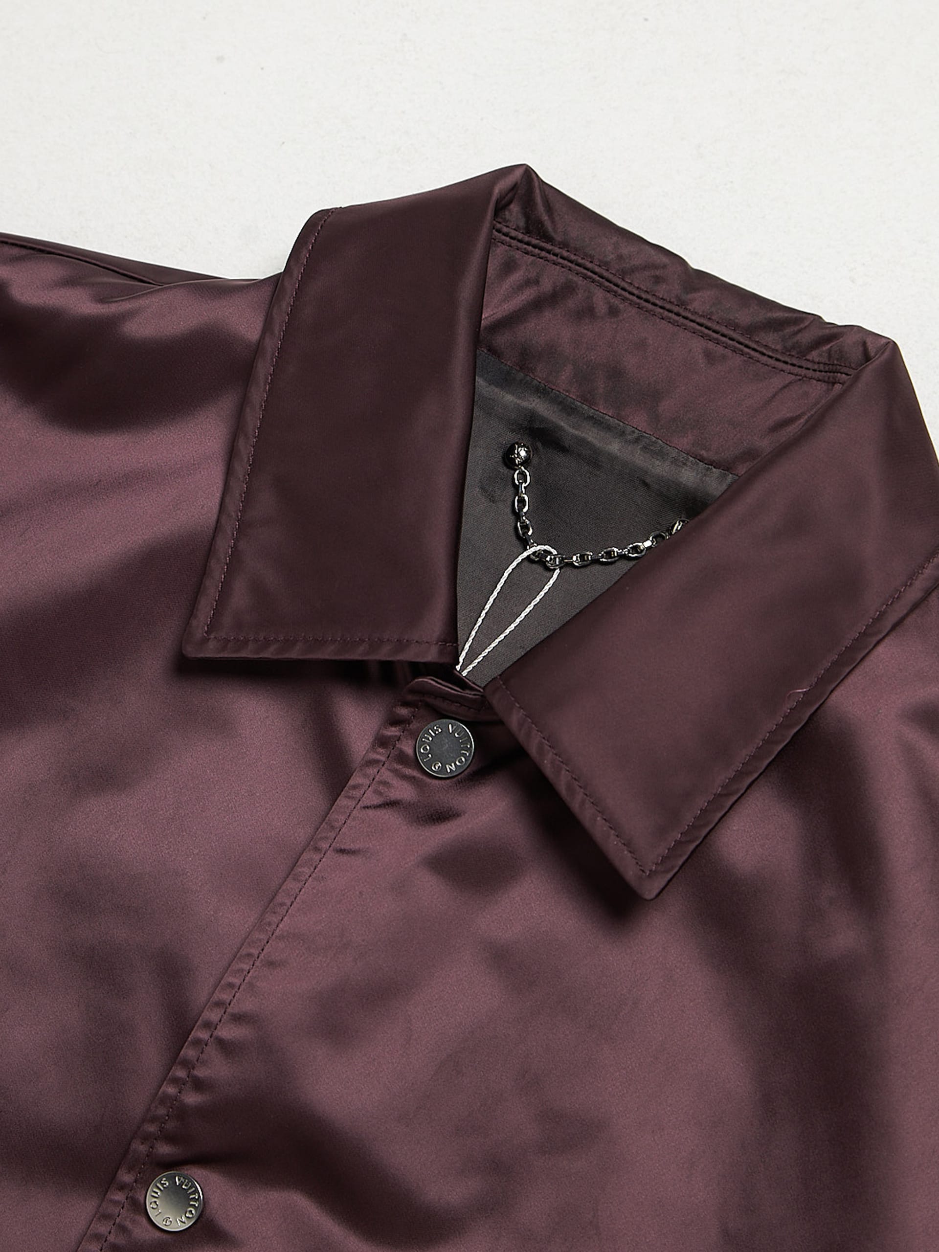 Louis Vuitton Burgundy Back Logo Embossed Satin Polyamide Bomber Jacket