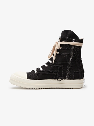 Rick Owens Drkshdw Black Slashed Cotton Sneakers