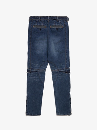 Sacai Blue Washed Belt Detailed Denim Cotton Jeans