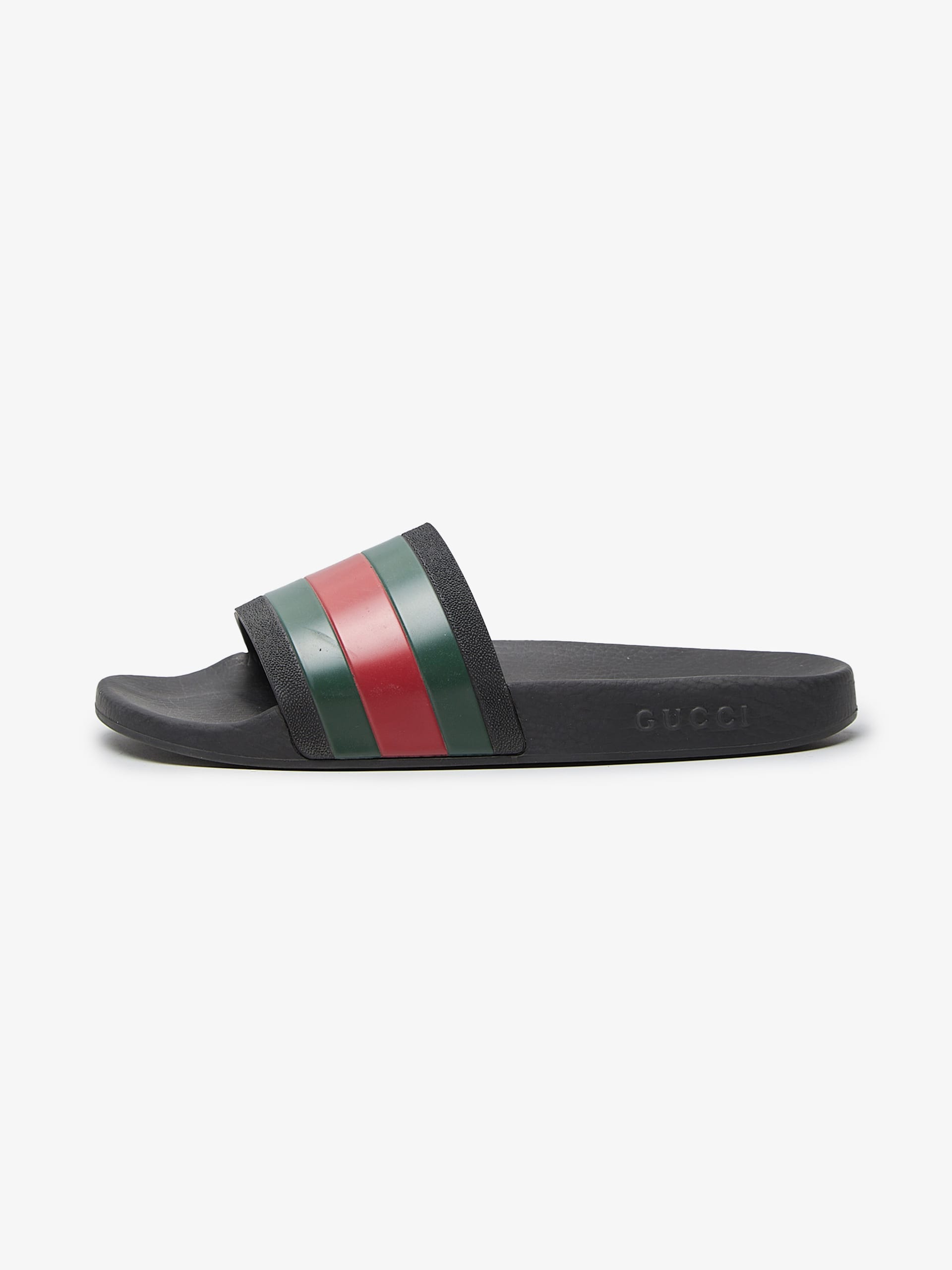 Gucci Black Logo Patched Flip Flops