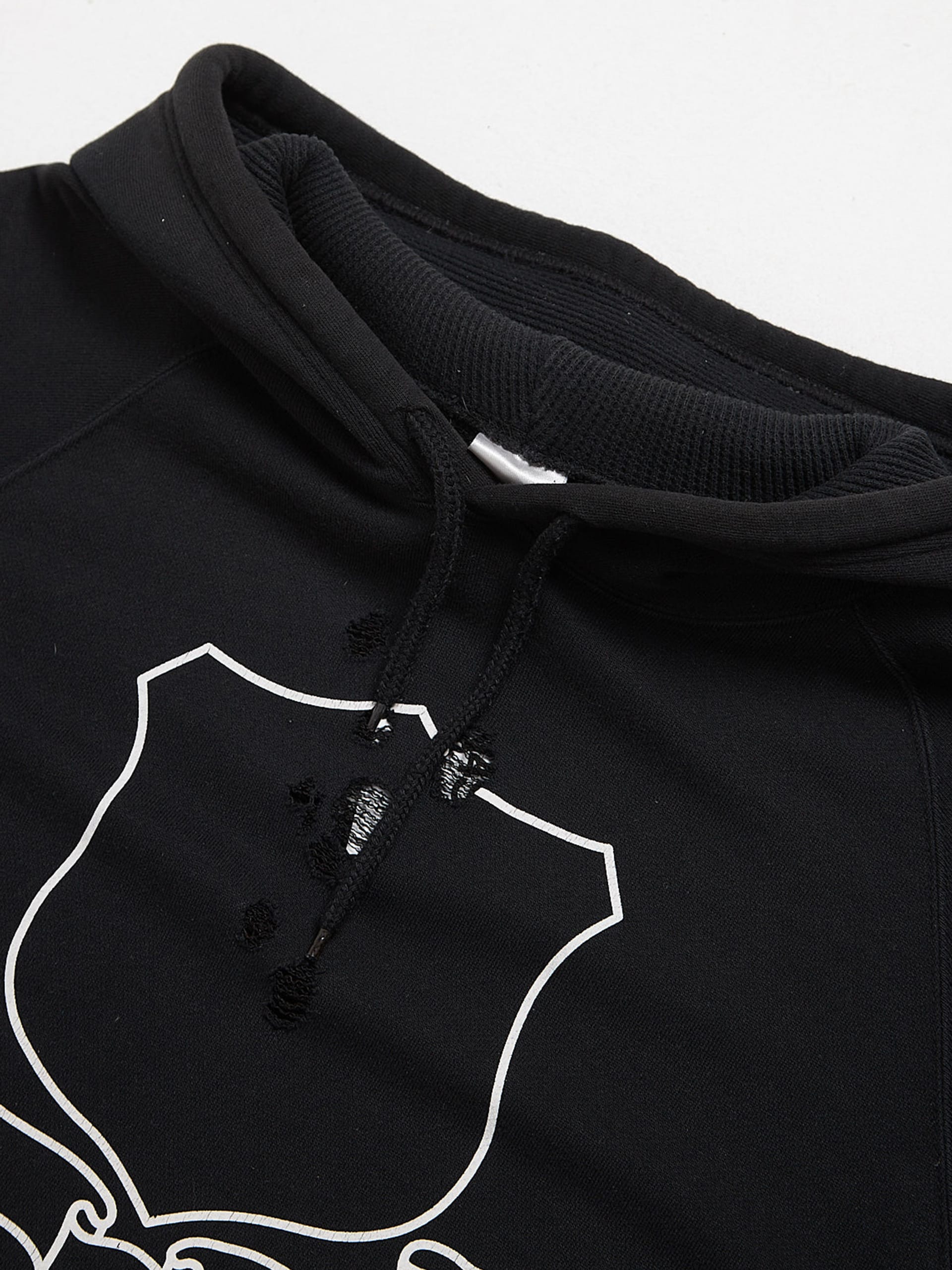 Number (N)ine Black Shield Printed ragged Cotton Hoodie