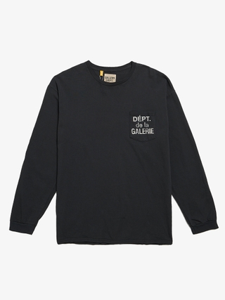 Gallery Dept. Black Pocket Detailed Logo Printed Cotton Longsleeve