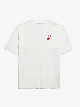 Off-White White Logo Printed Cotton T-Shirt