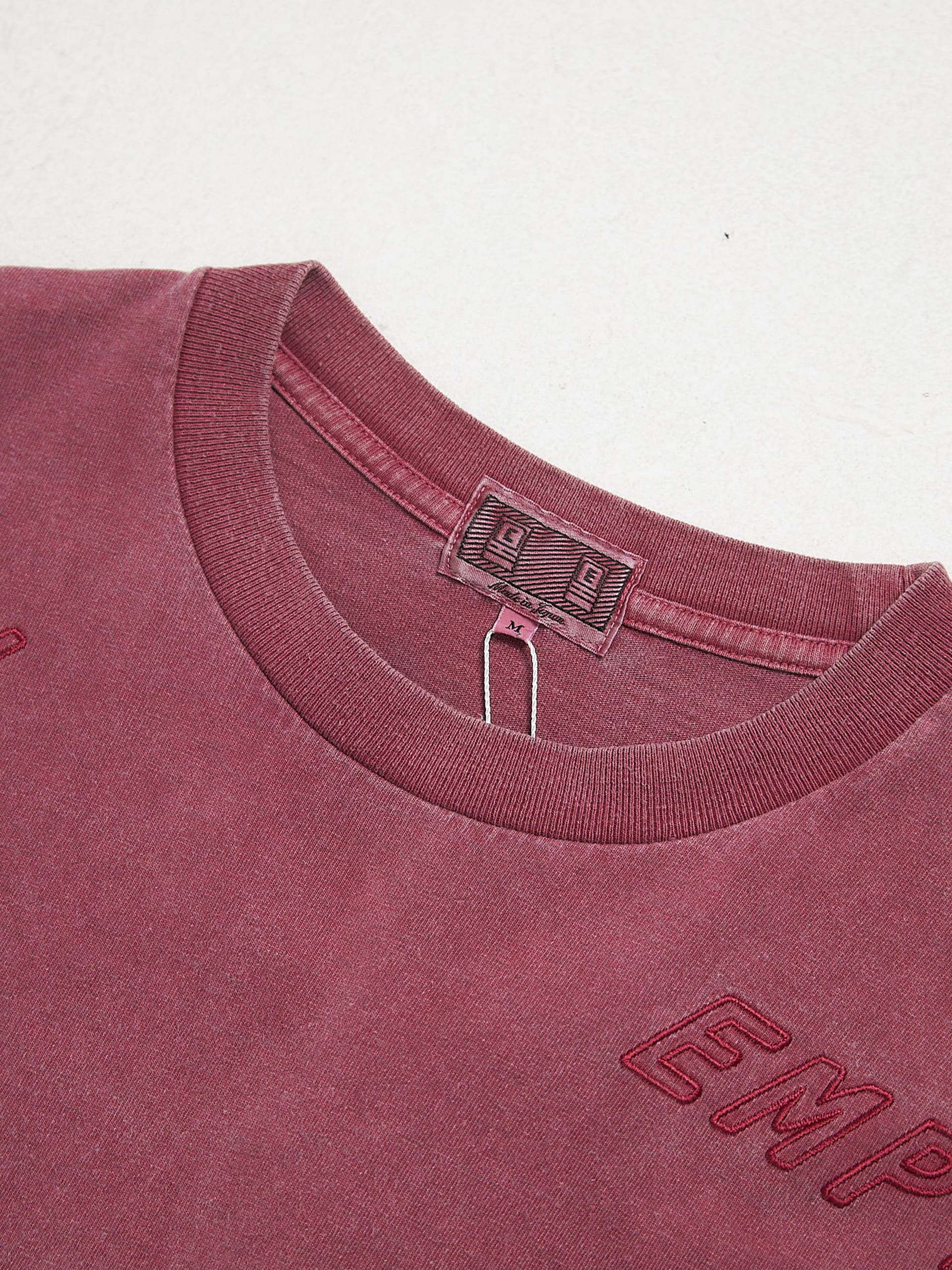 Cav Empt Pink Washed Logo Embossed Cotton T Shirt