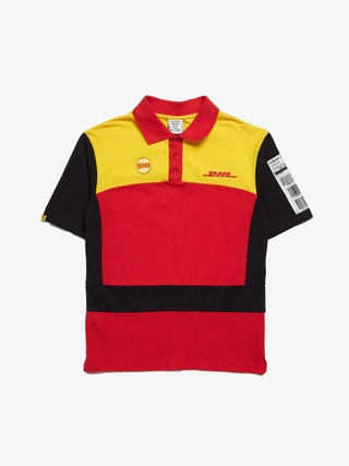 Vetements Black Red And Yellow DHL Printed Cotton Polo