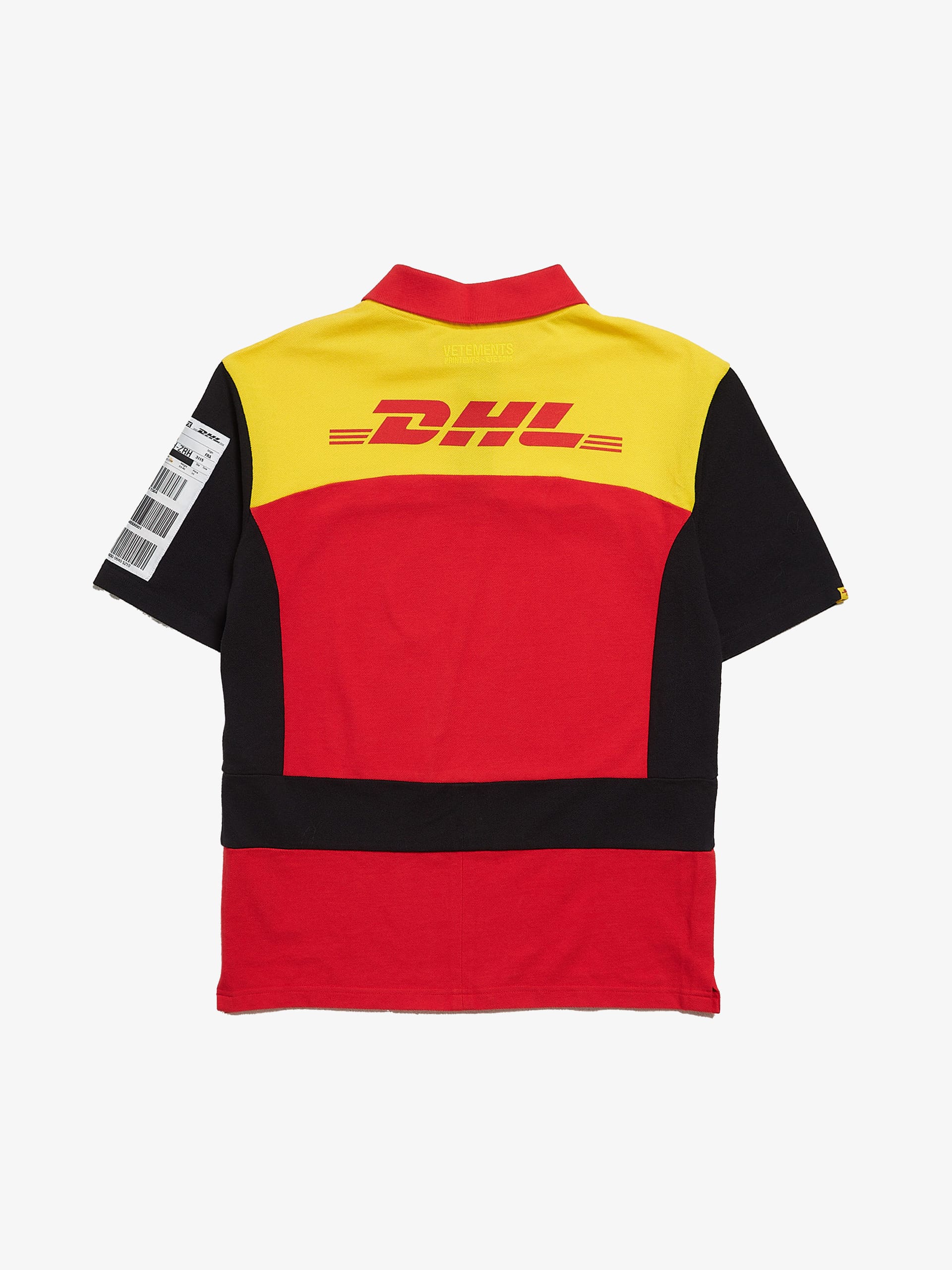 Vetements Black Red And Yellow DHL Printed Cotton Polo