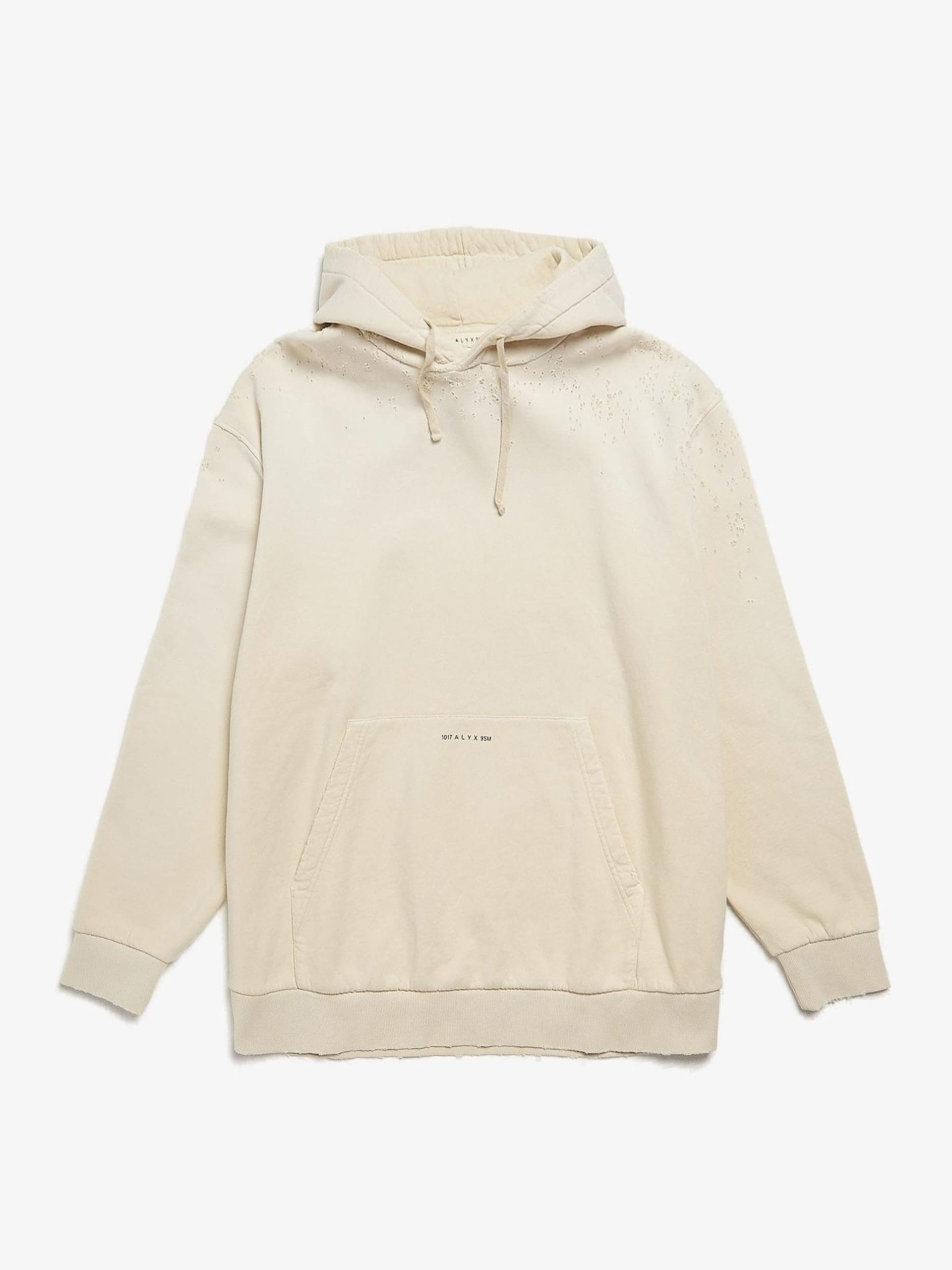 1017 ALYX 9SM Ivory Cotton Distress Hoodie