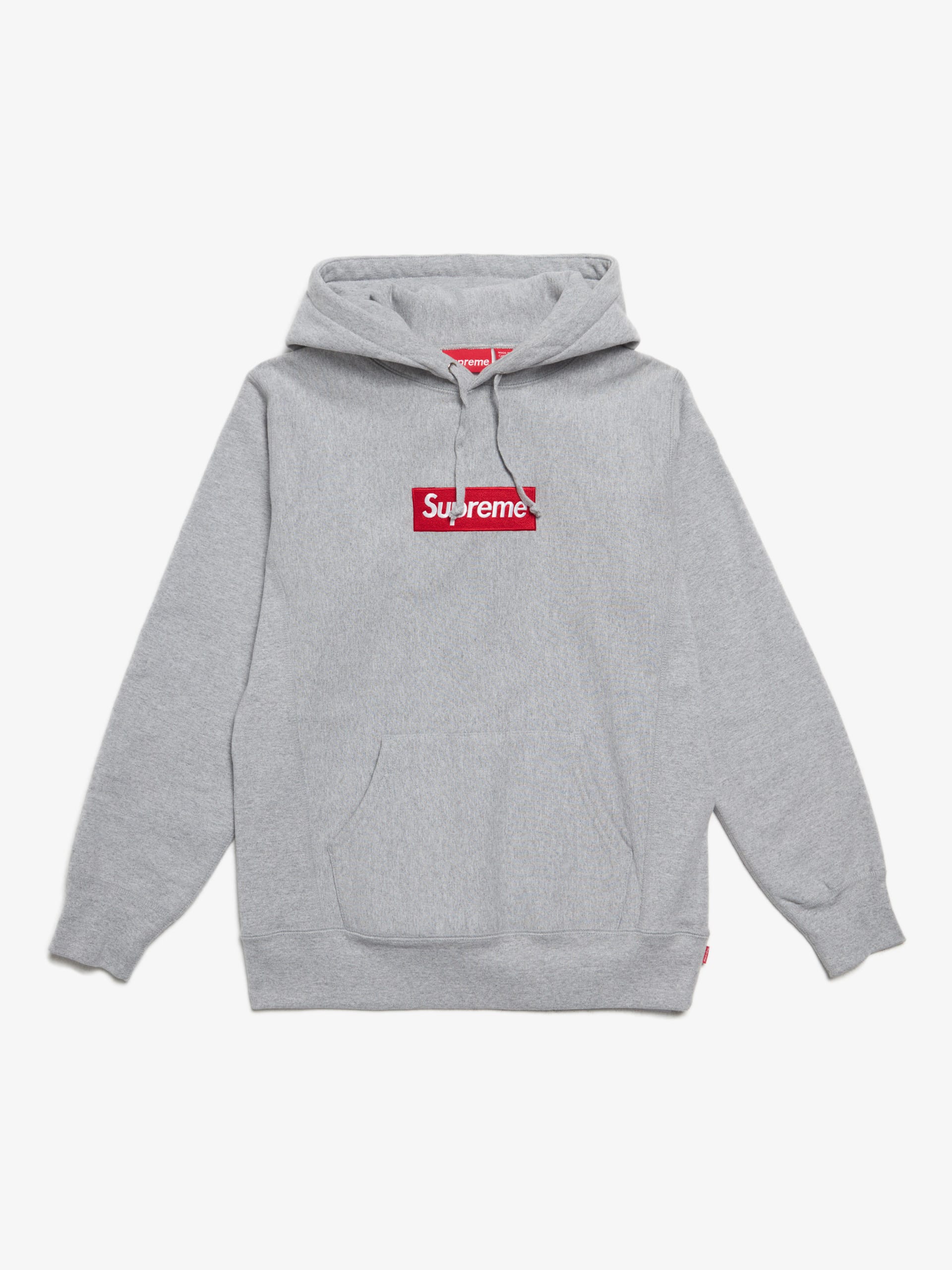 Supreme Light Gray Box Logo Cotton Hoodie