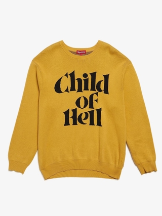 Supreme Mustard Child Of Hell Knitted Cotton Sweater